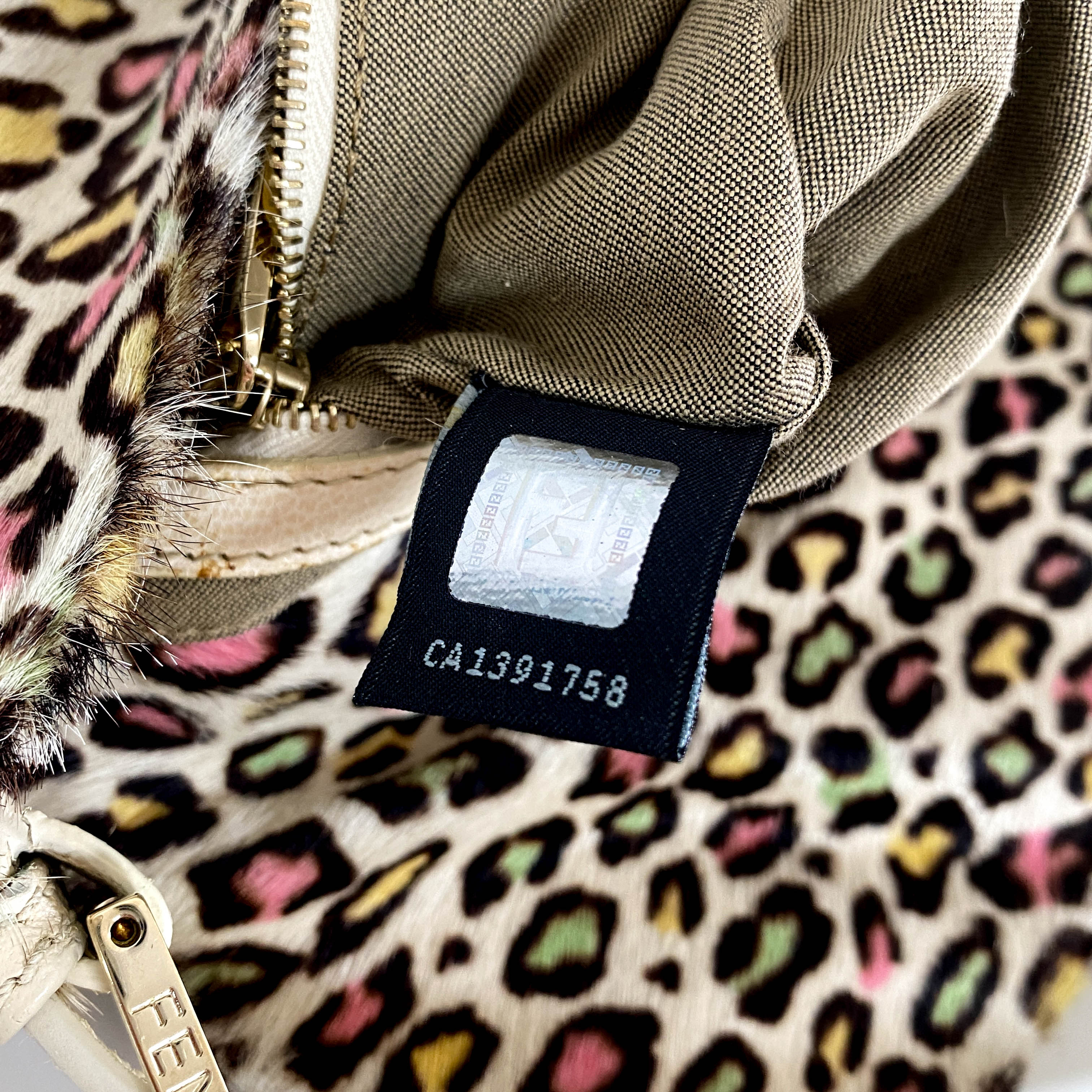 Baguette Multicolour Leopard Print Pony Hair Shoulder Bag