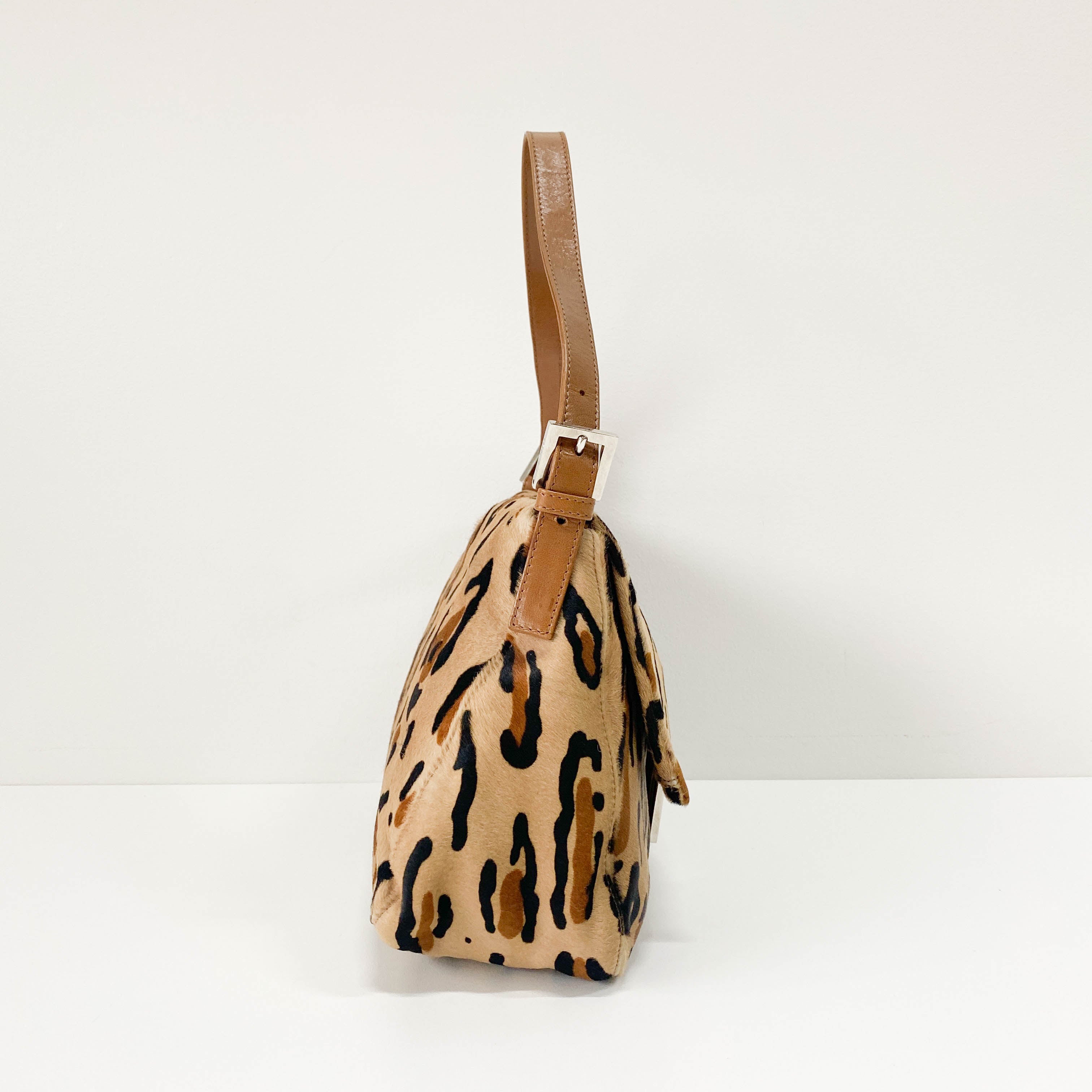 Mamma Baguette Yellow Leopard Print Pony Hair Shoulder Bag