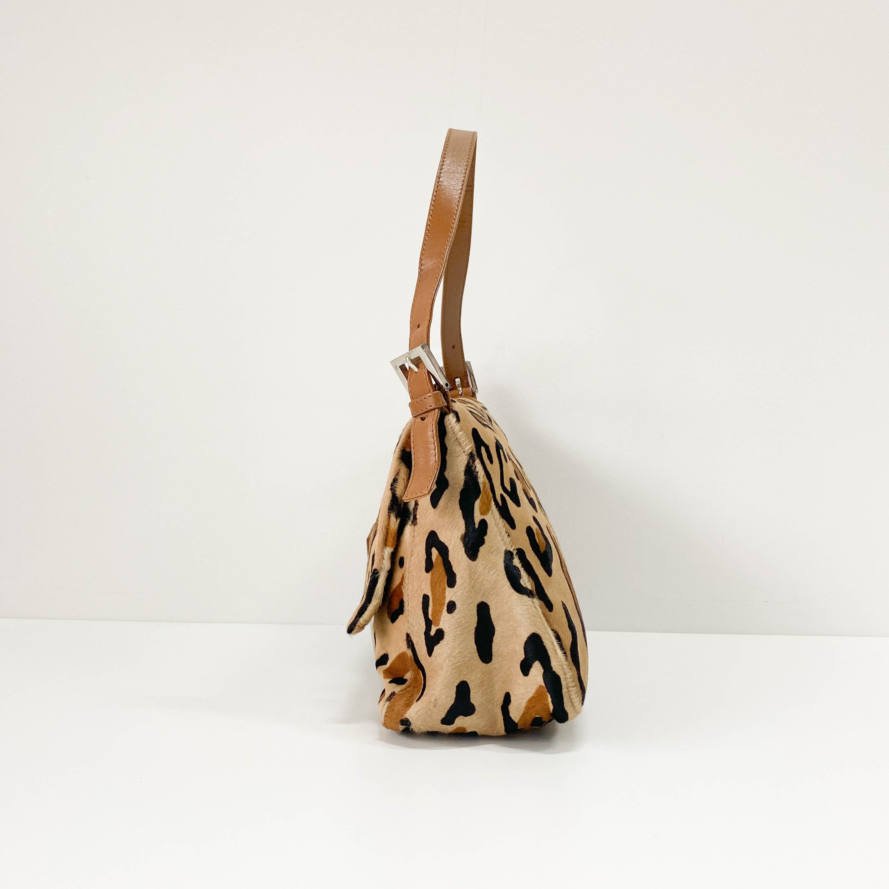 Mamma Baguette Yellow Leopard Print Pony Hair Shoulder Bag
