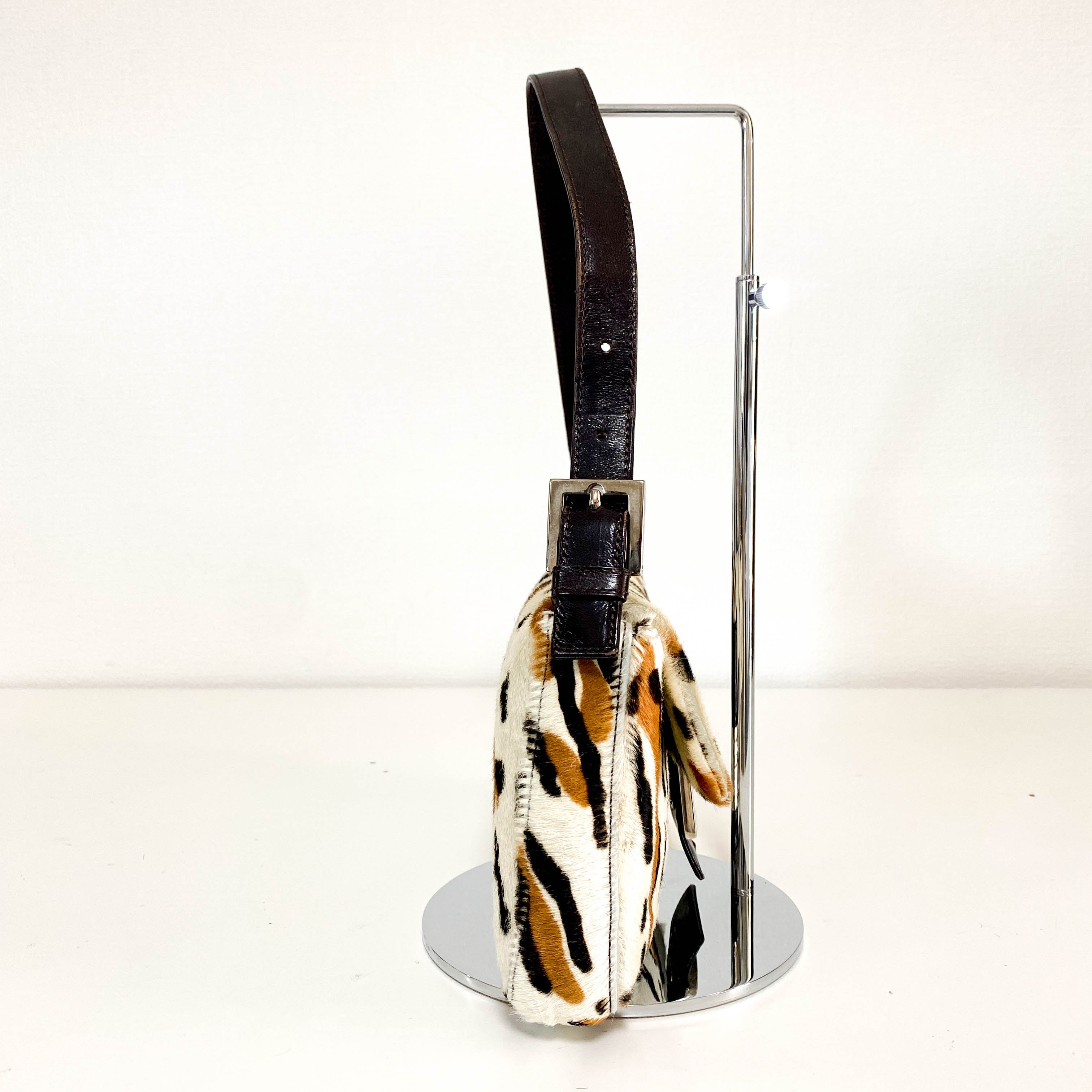 Baguette Leopard Print Pony Hair Shoulder Bag