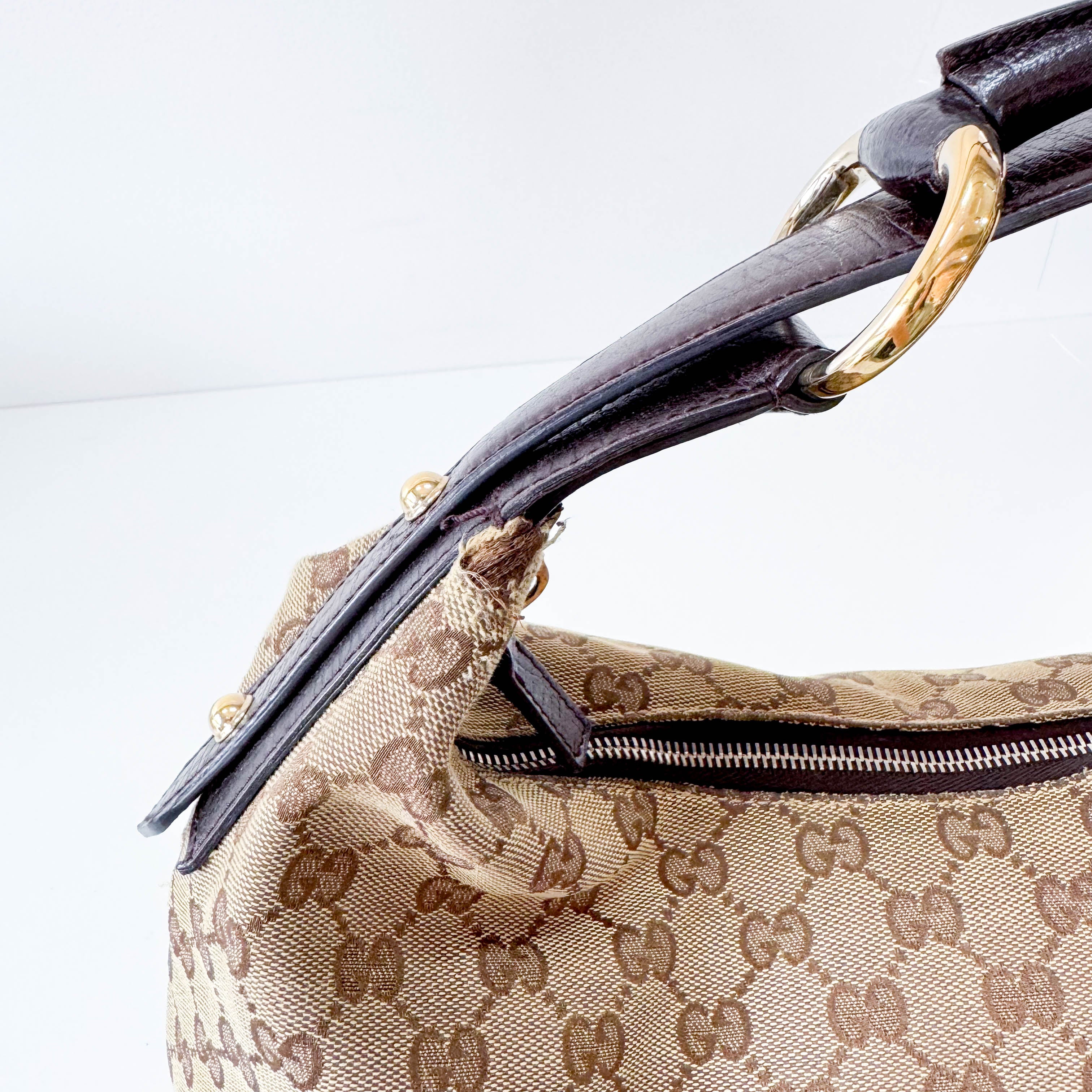 Horsebit Shoulder GG Canvas Hobo Bag