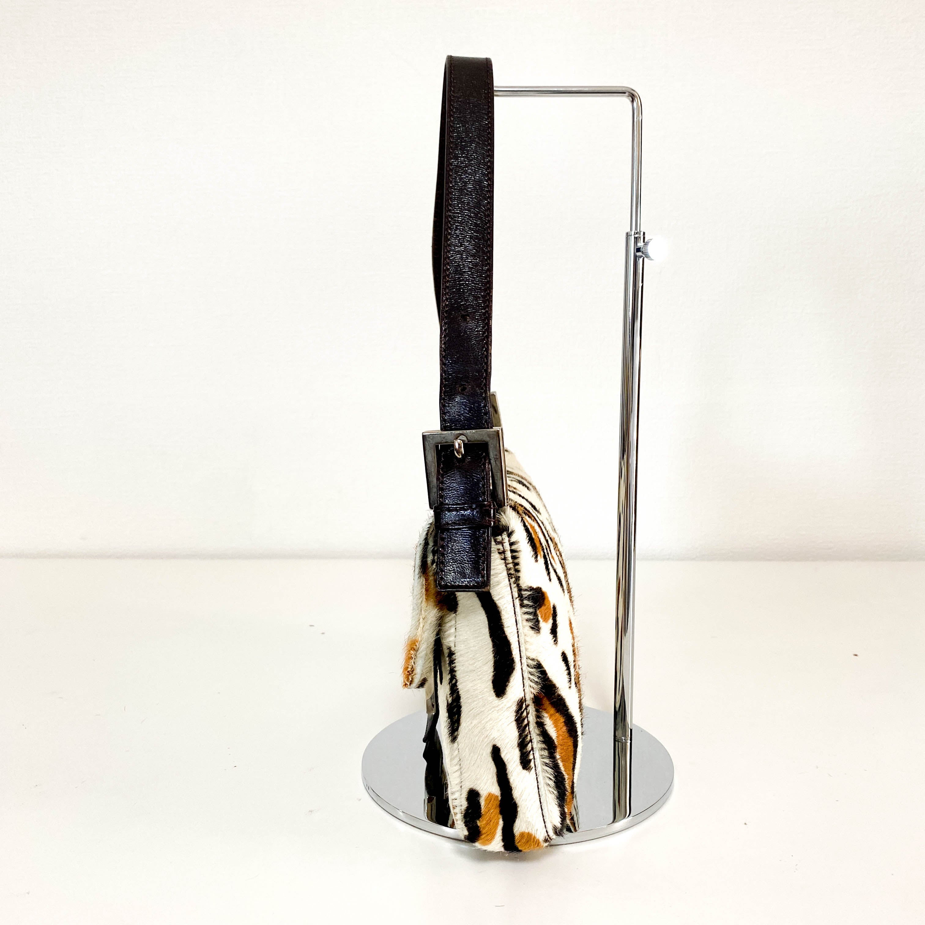 Baguette Leopard Print Pony Hair Shoulder Bag