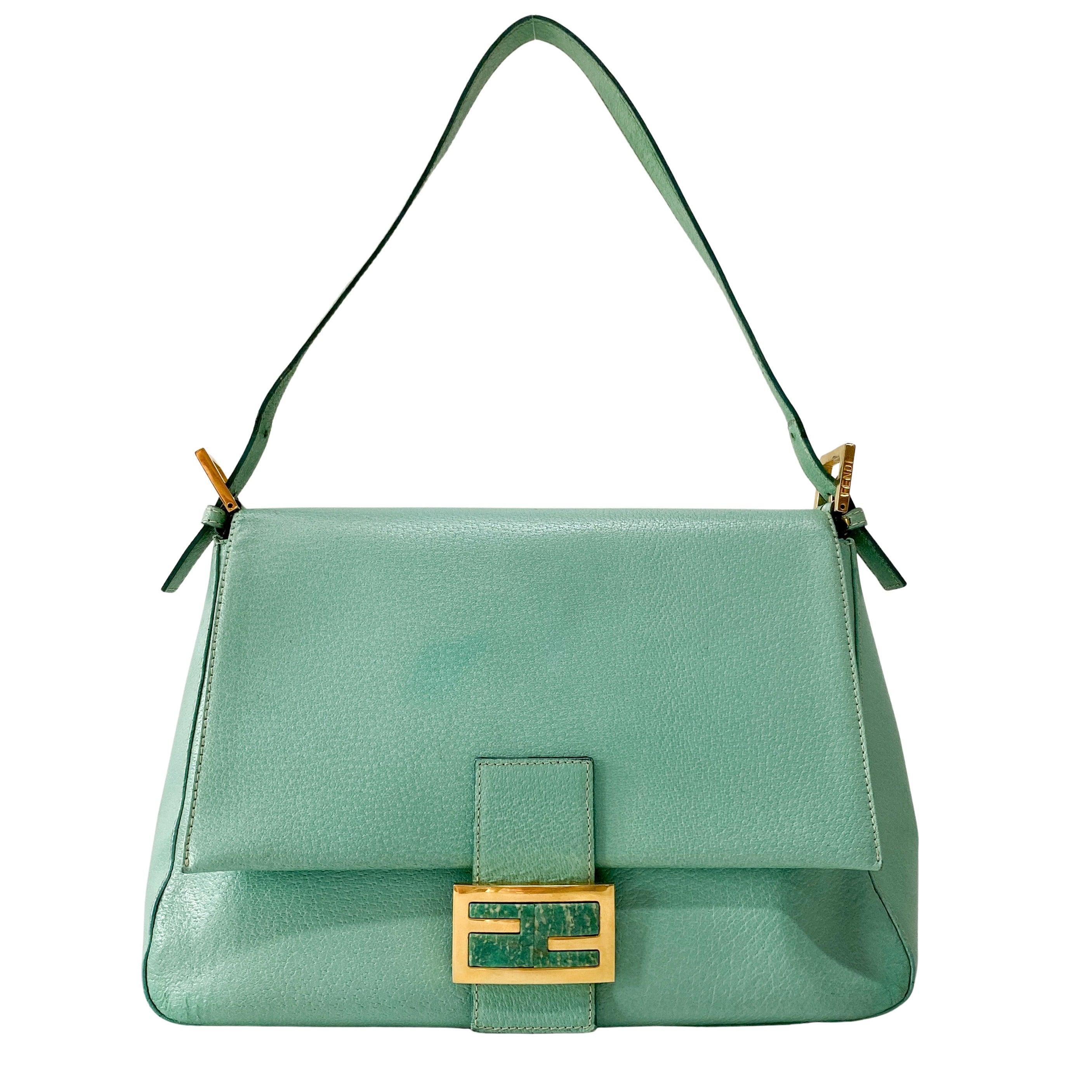 Mamma Baguette Mint Green Leather Shoulder Bag