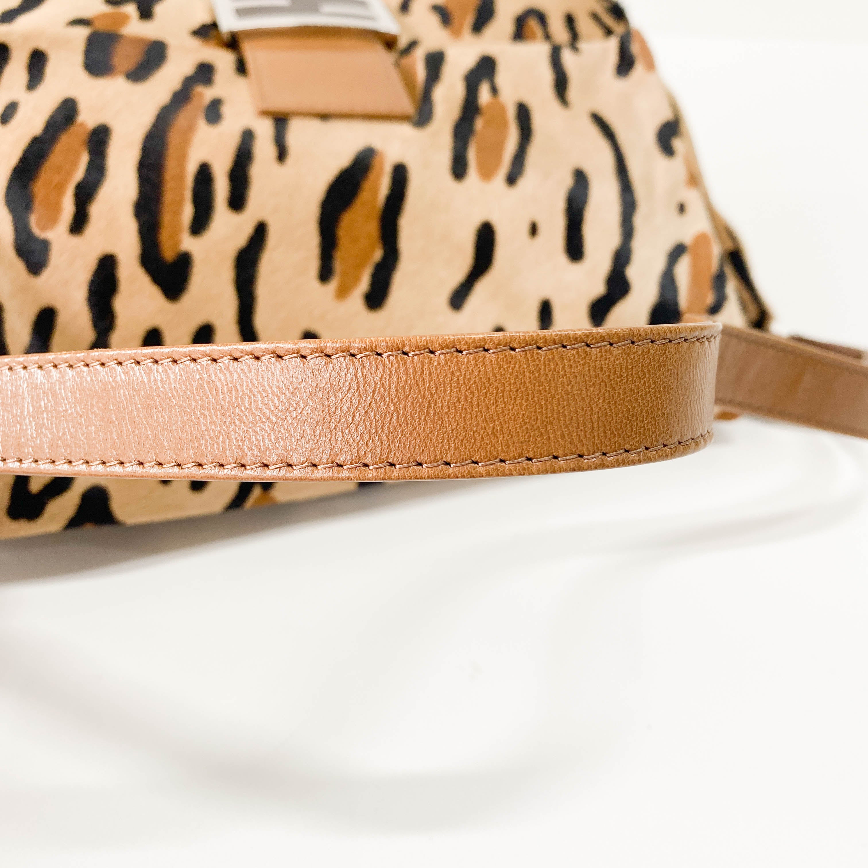 Mamma Baguette Yellow Leopard Print Pony Hair Shoulder Bag