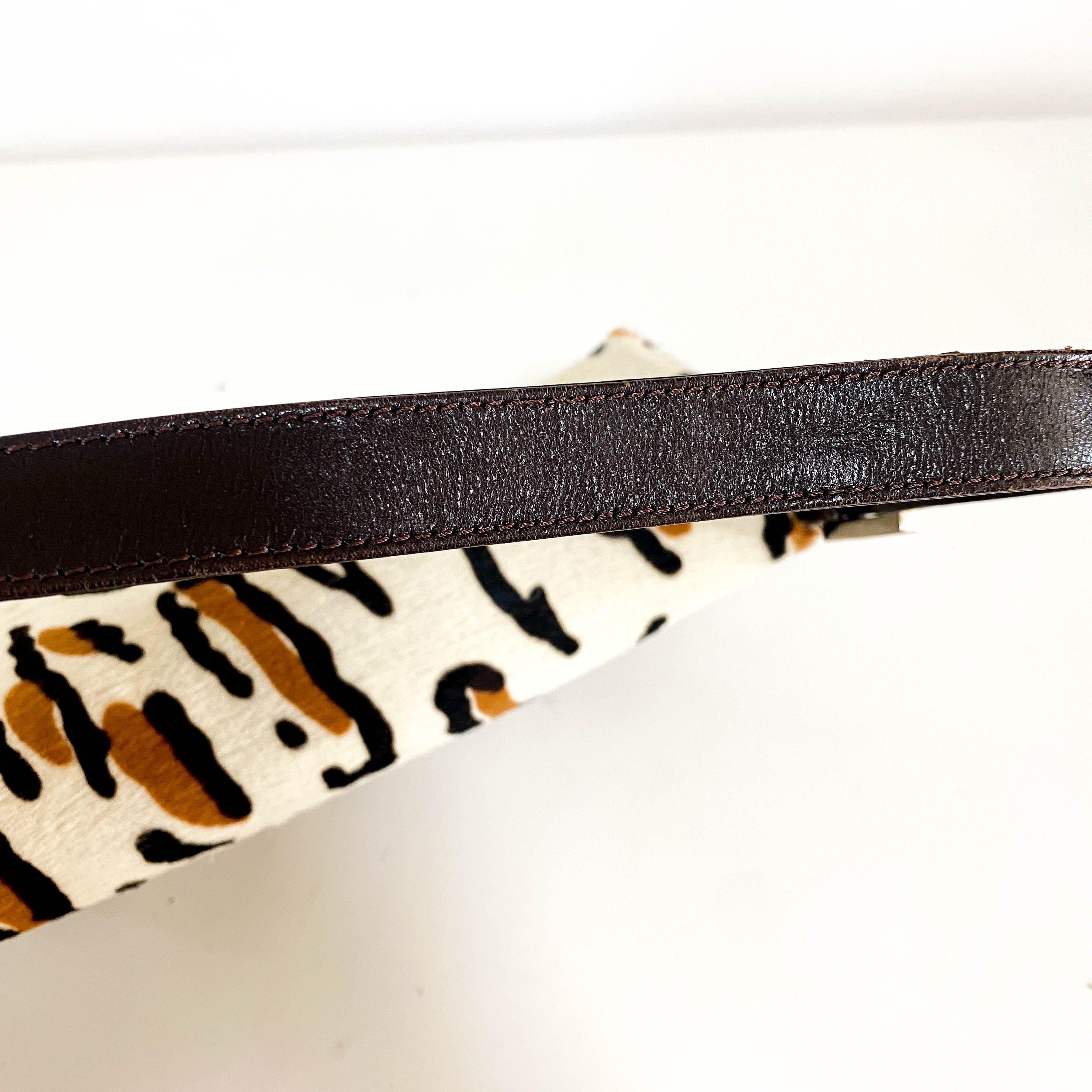 Baguette Leopard Print Pony Hair Shoulder Bag