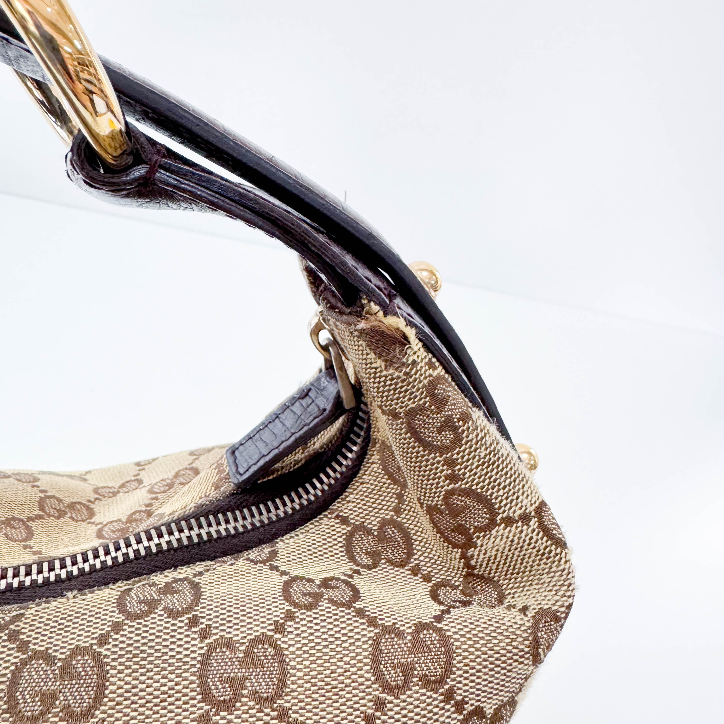 Horsebit Shoulder GG Canvas Hobo Bag