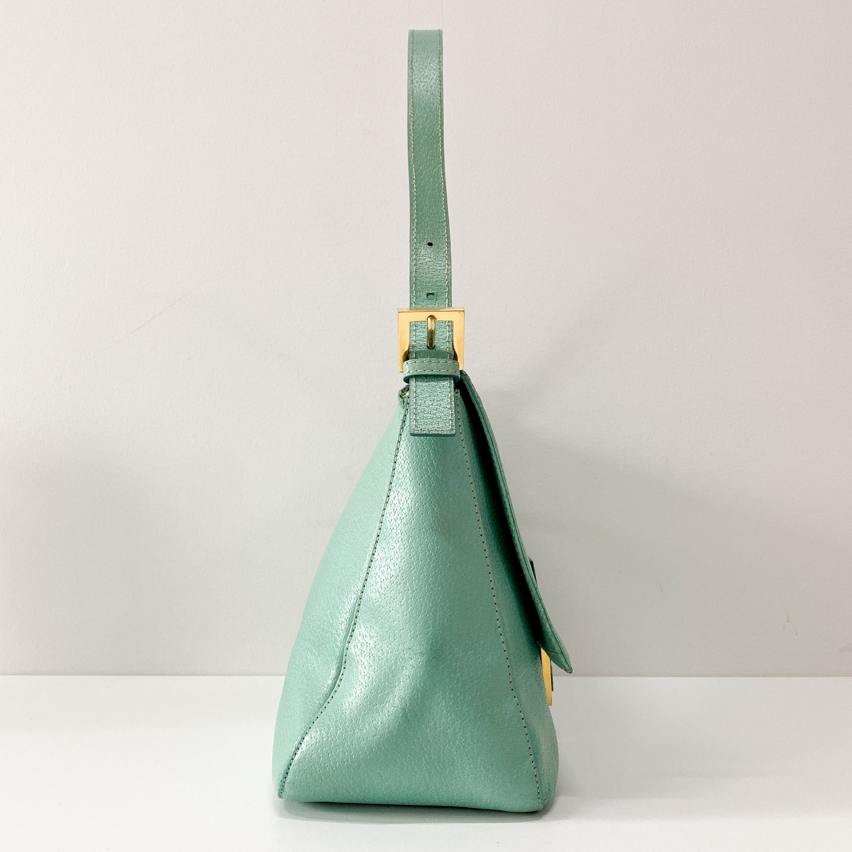 Mamma Baguette Mint Green Leather Shoulder Bag