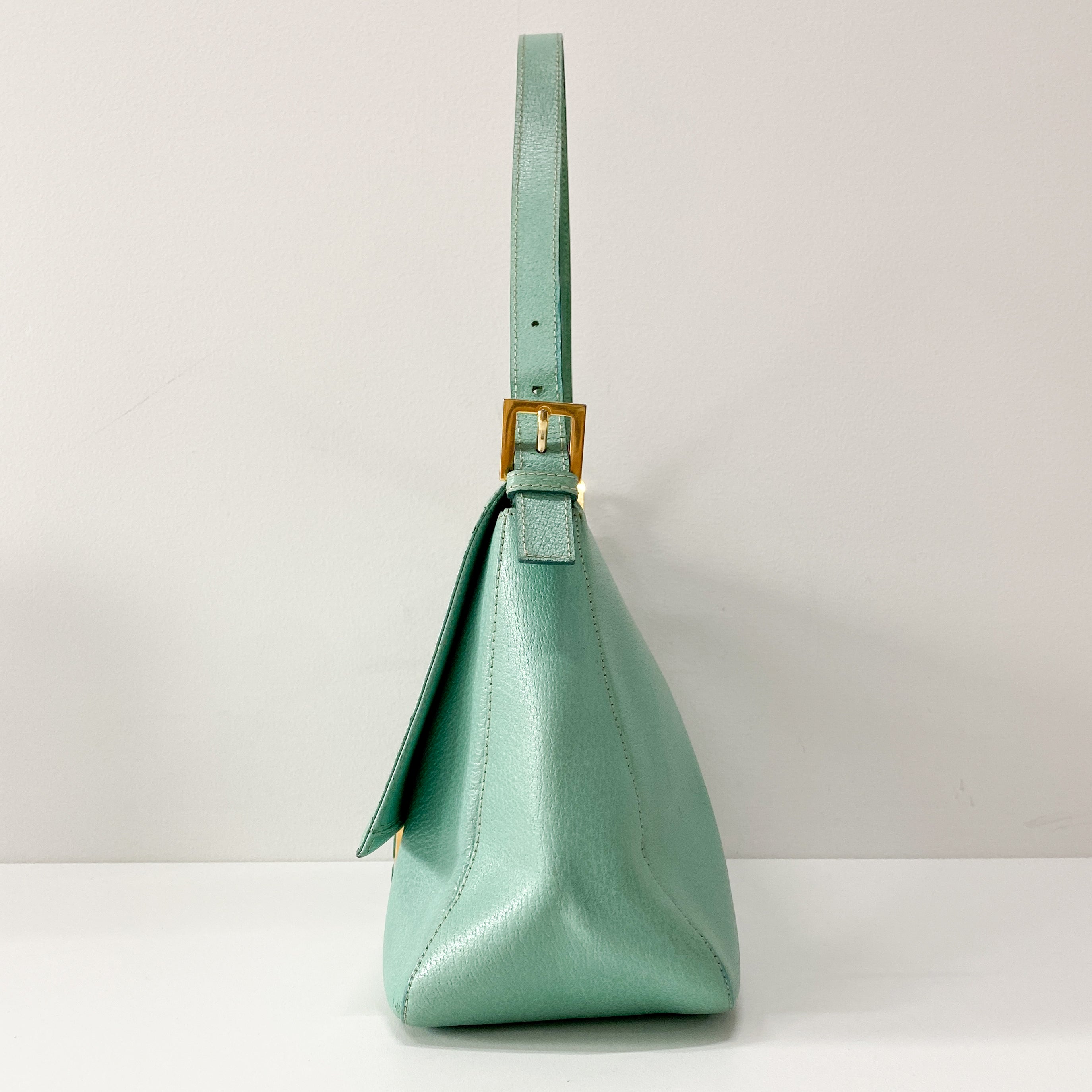 Mamma Baguette Mint Green Leather Shoulder Bag