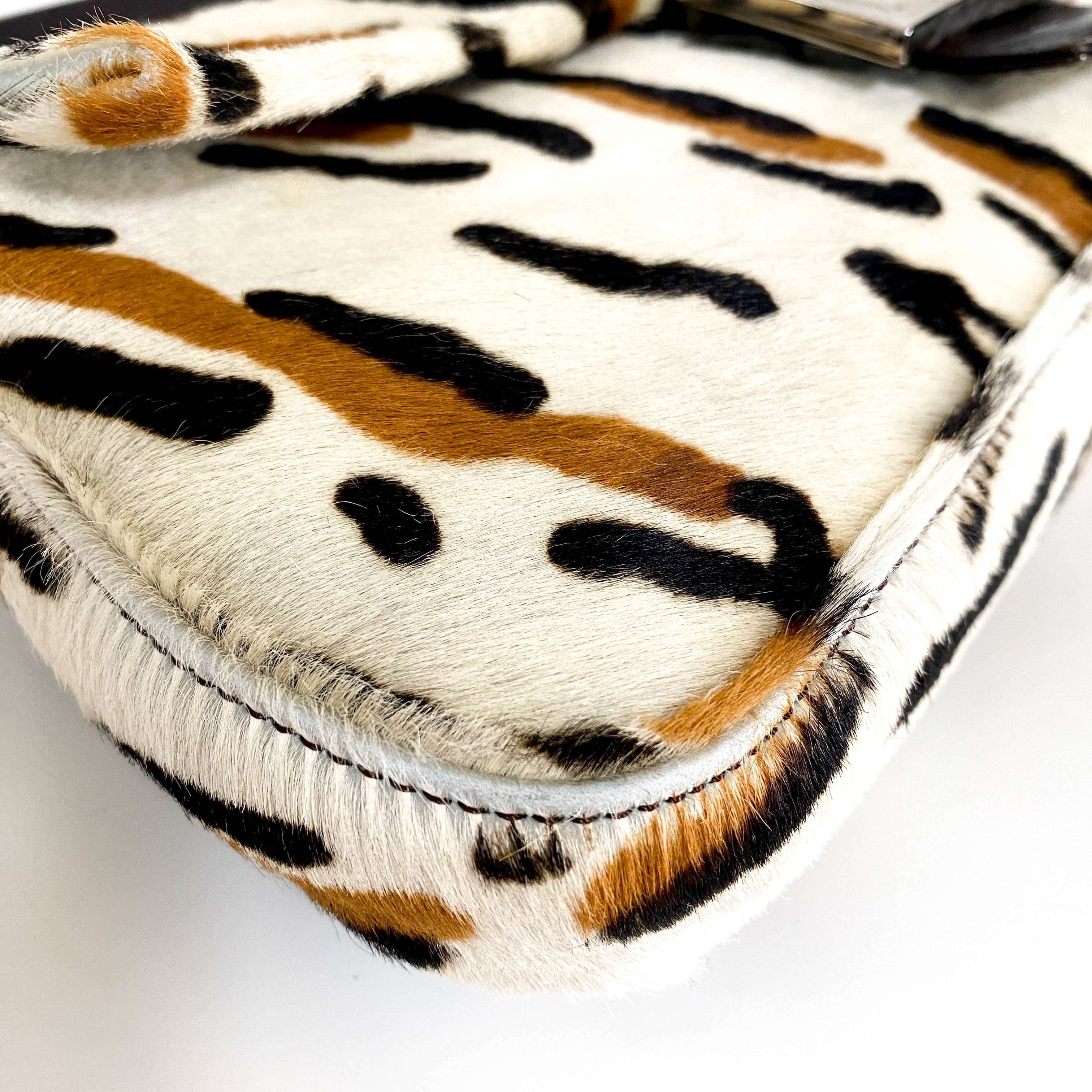Baguette Leopard Print Pony Hair Shoulder Bag