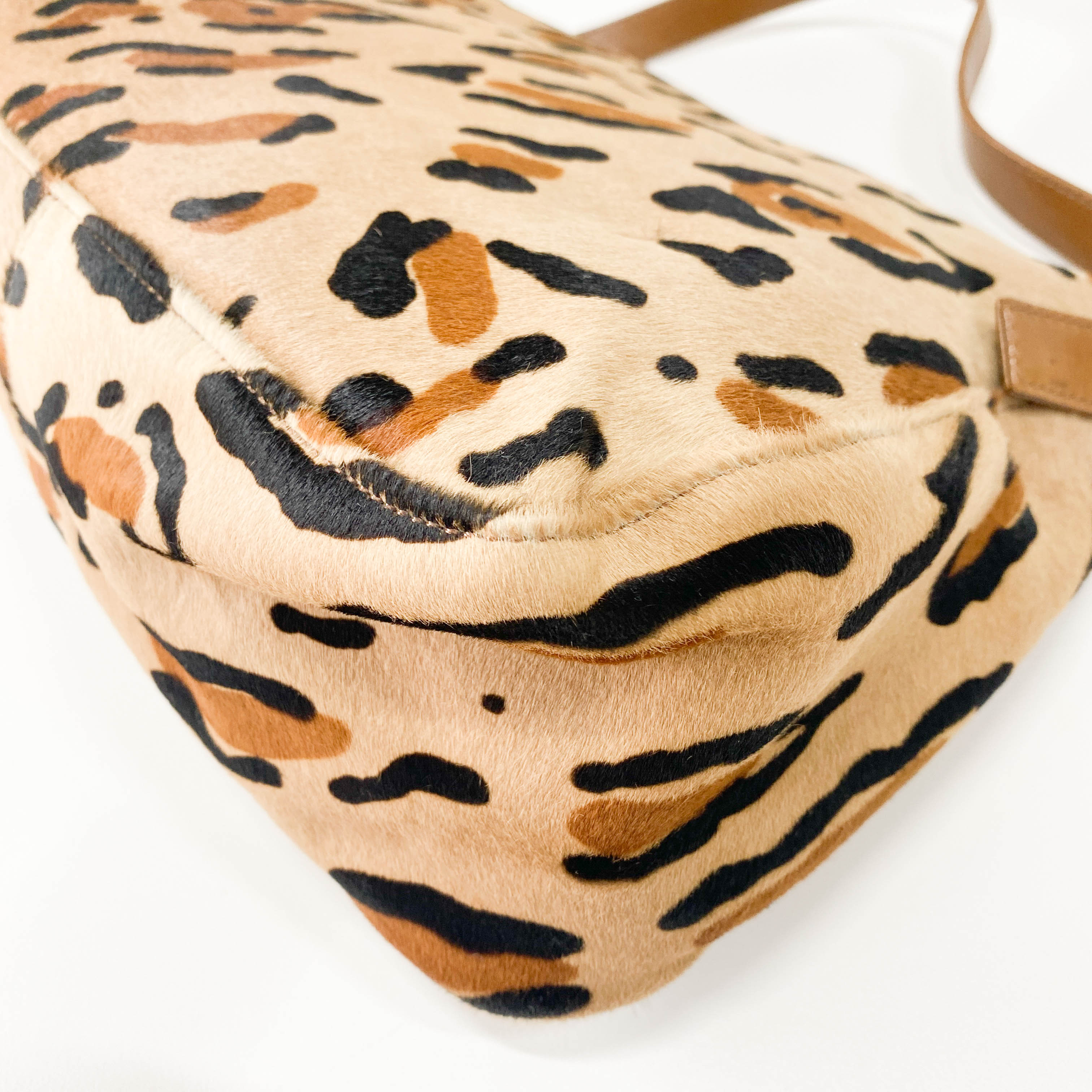 Mamma Baguette Yellow Leopard Print Pony Hair Shoulder Bag