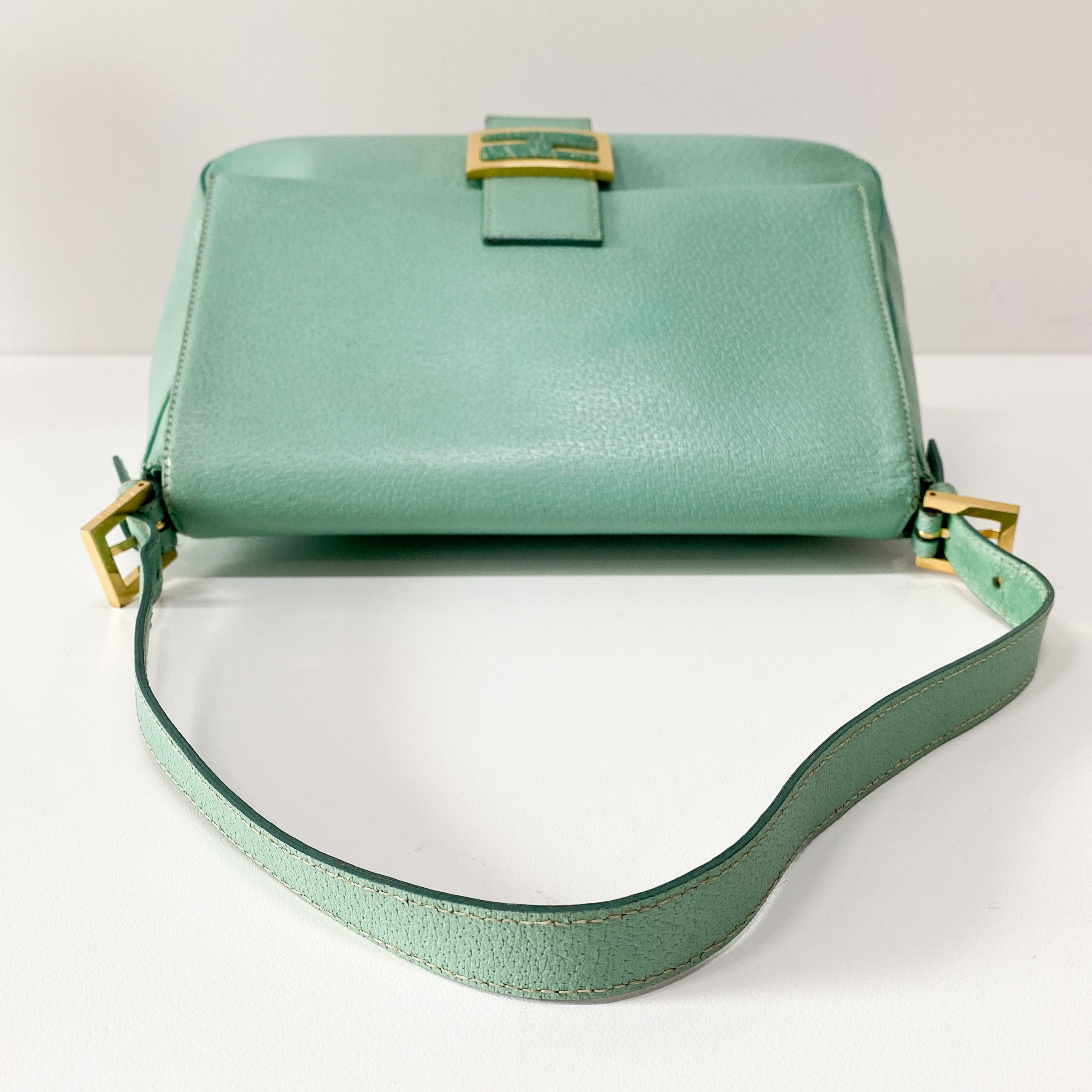 Mamma Baguette Mint Green Leather Shoulder Bag