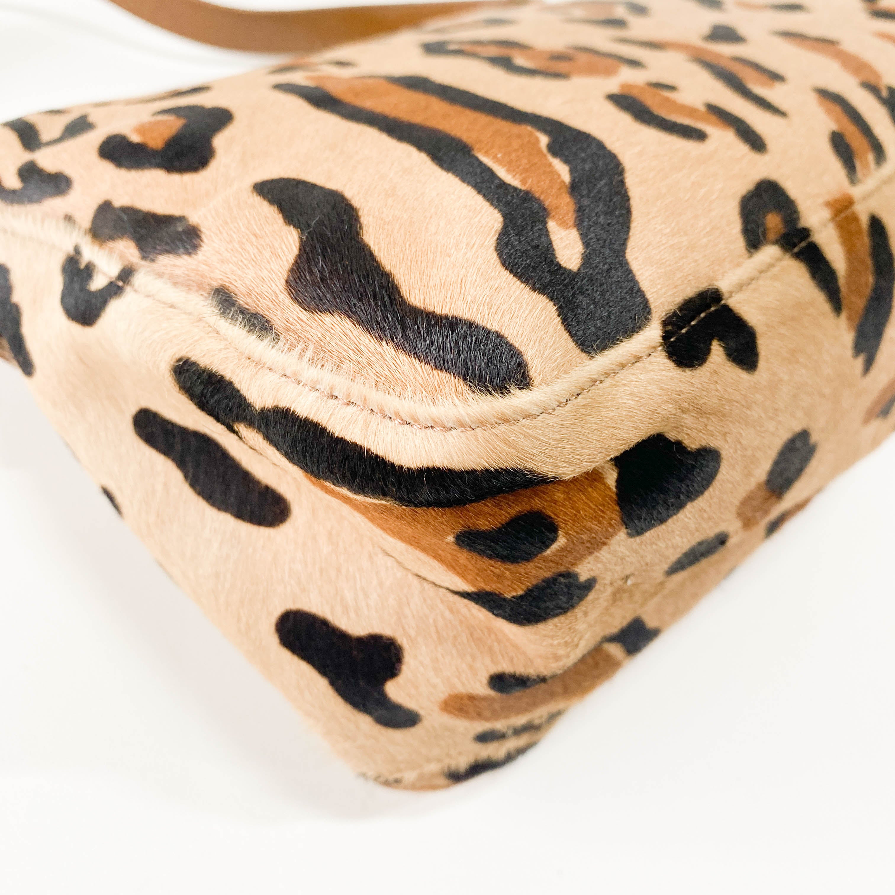 Mamma Baguette Yellow Leopard Print Pony Hair Shoulder Bag