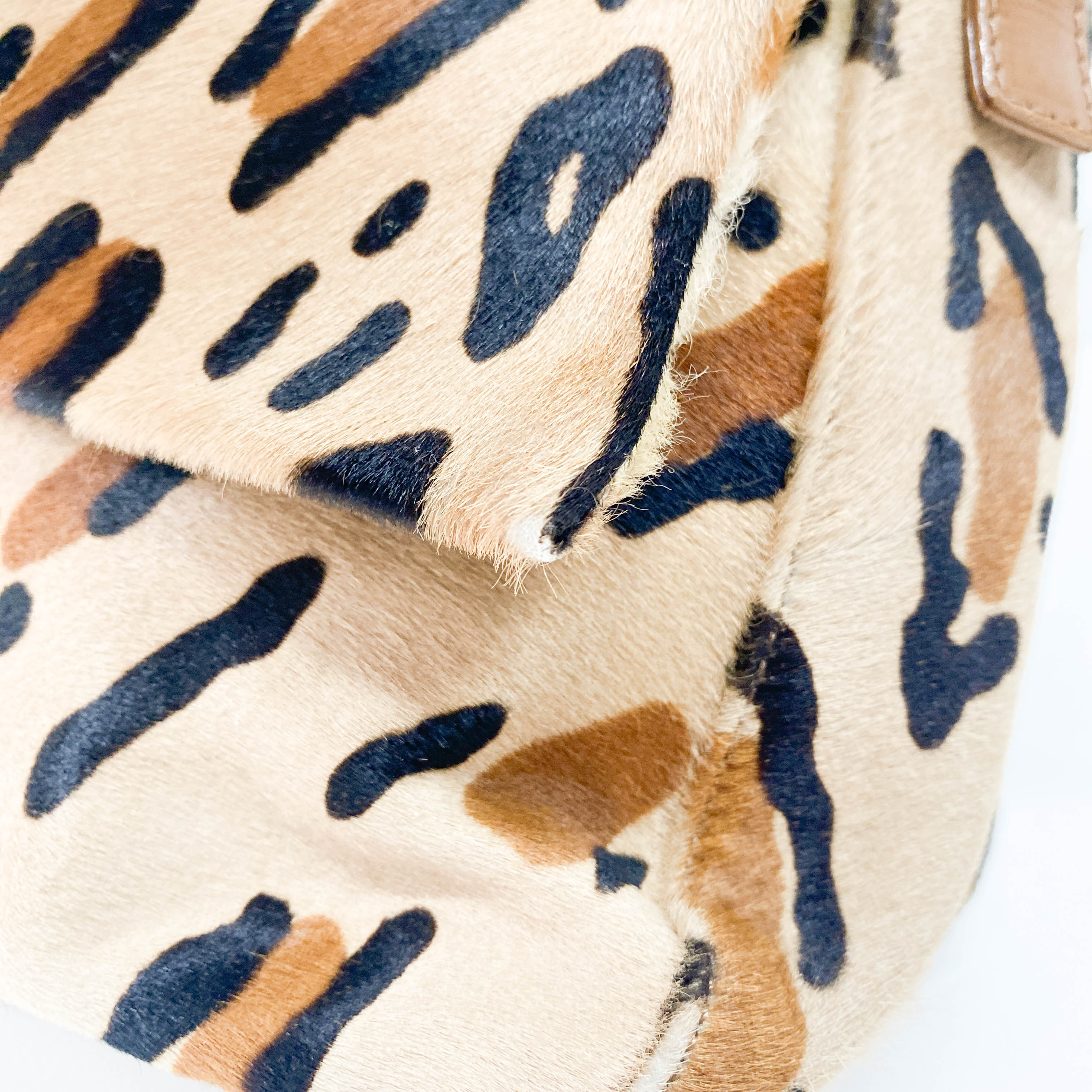 Mamma Baguette Yellow Leopard Print Pony Hair Shoulder Bag