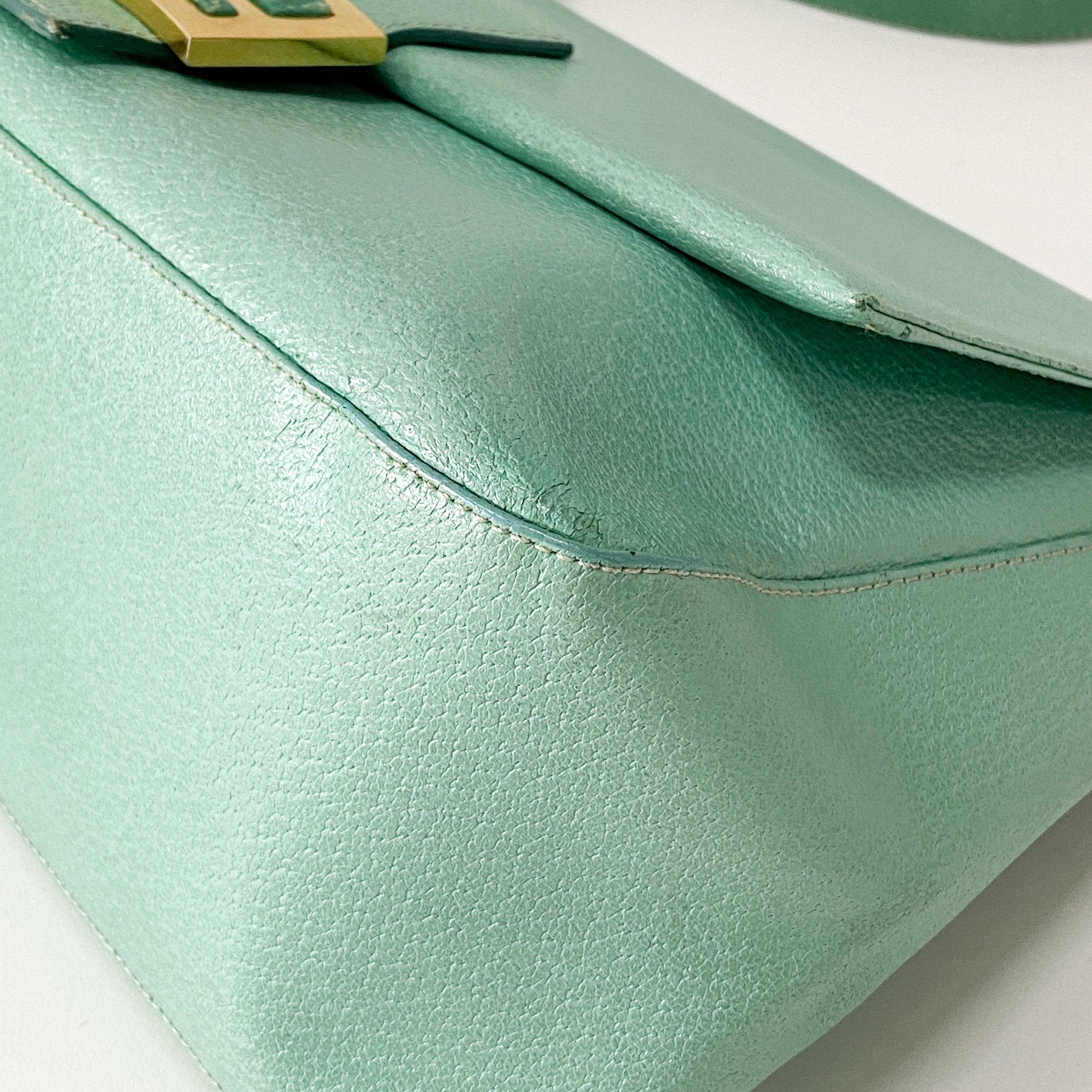 Mamma Baguette Mint Green Leather Shoulder Bag