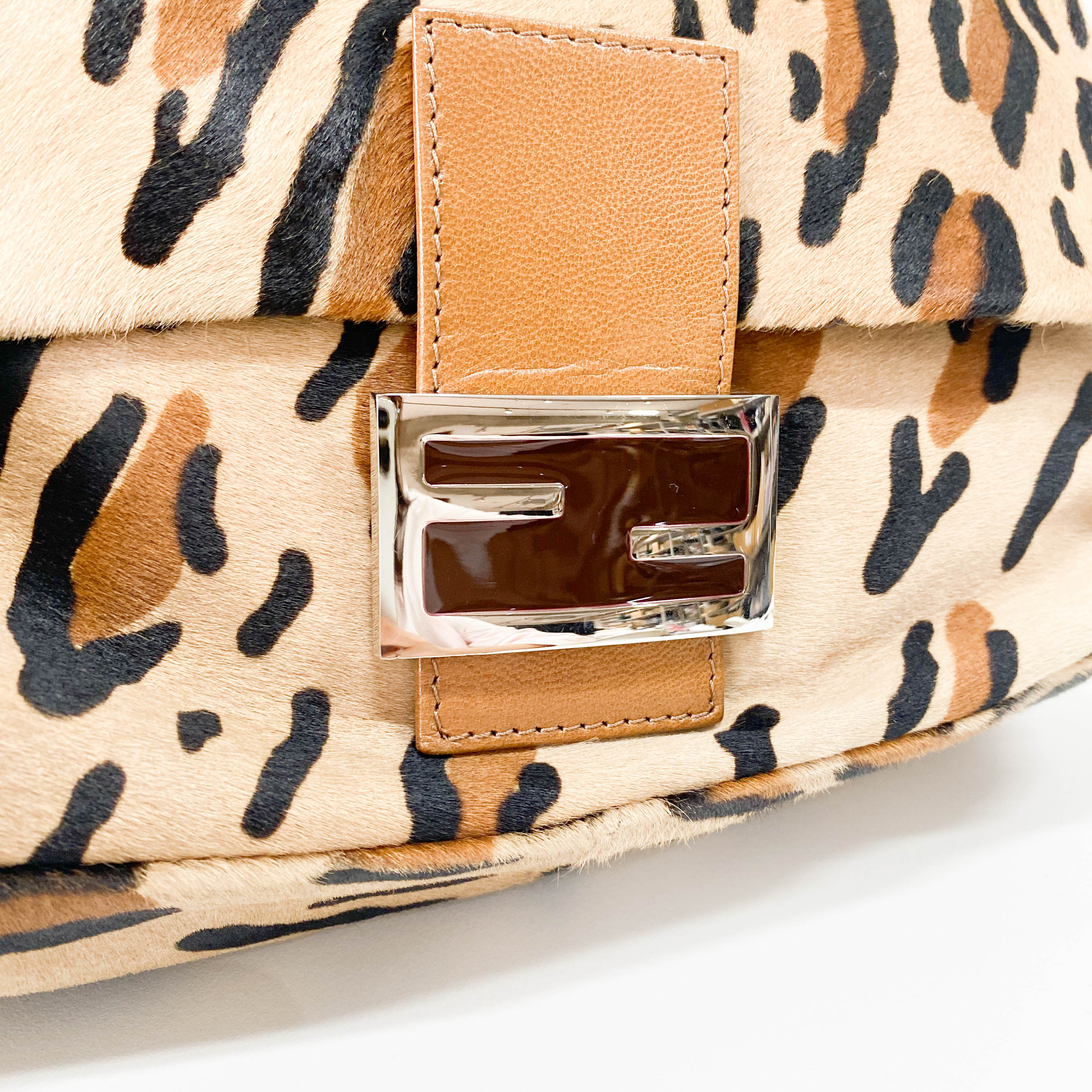 Mamma Baguette Yellow Leopard Print Pony Hair Shoulder Bag