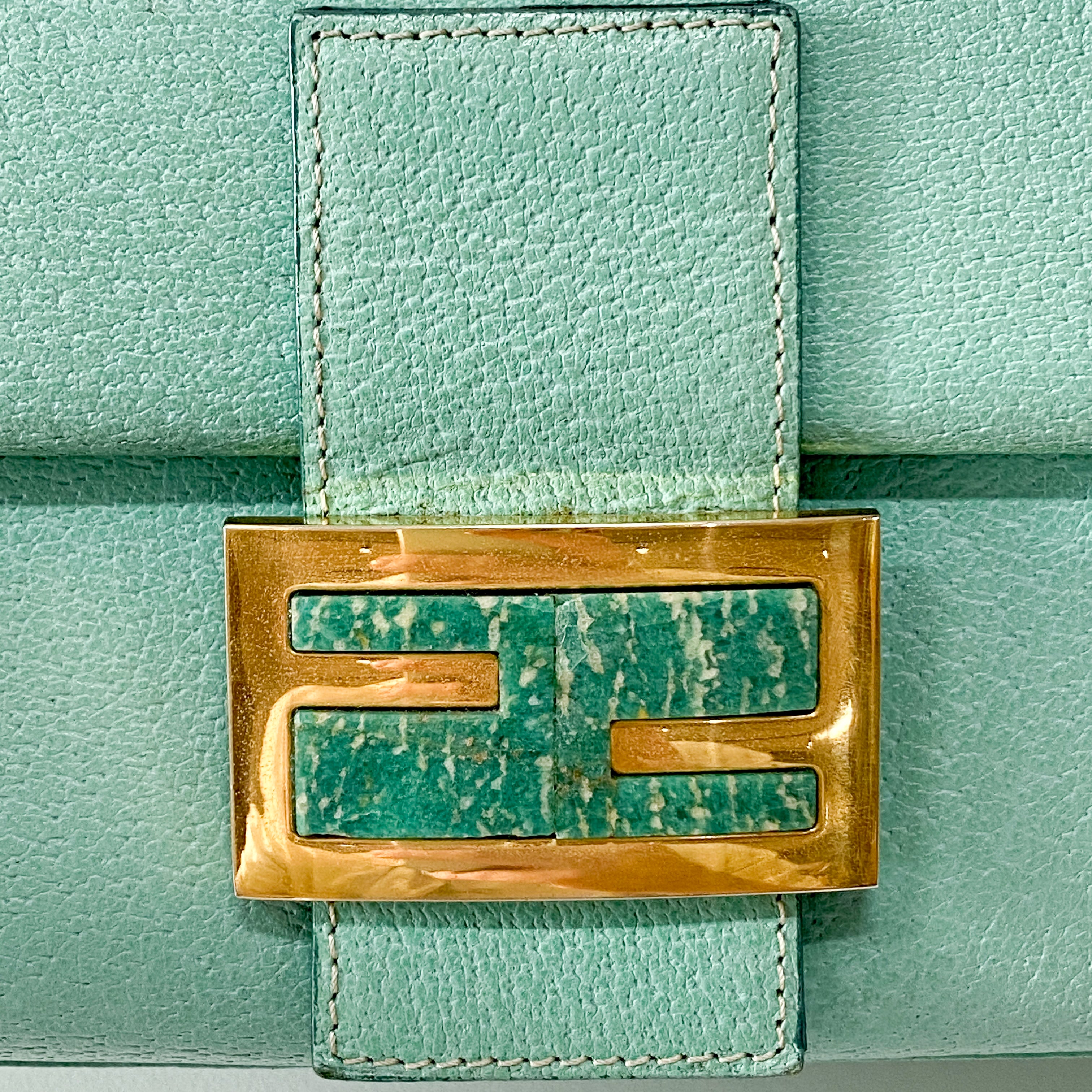 Mamma Baguette Mint Green Leather Shoulder Bag