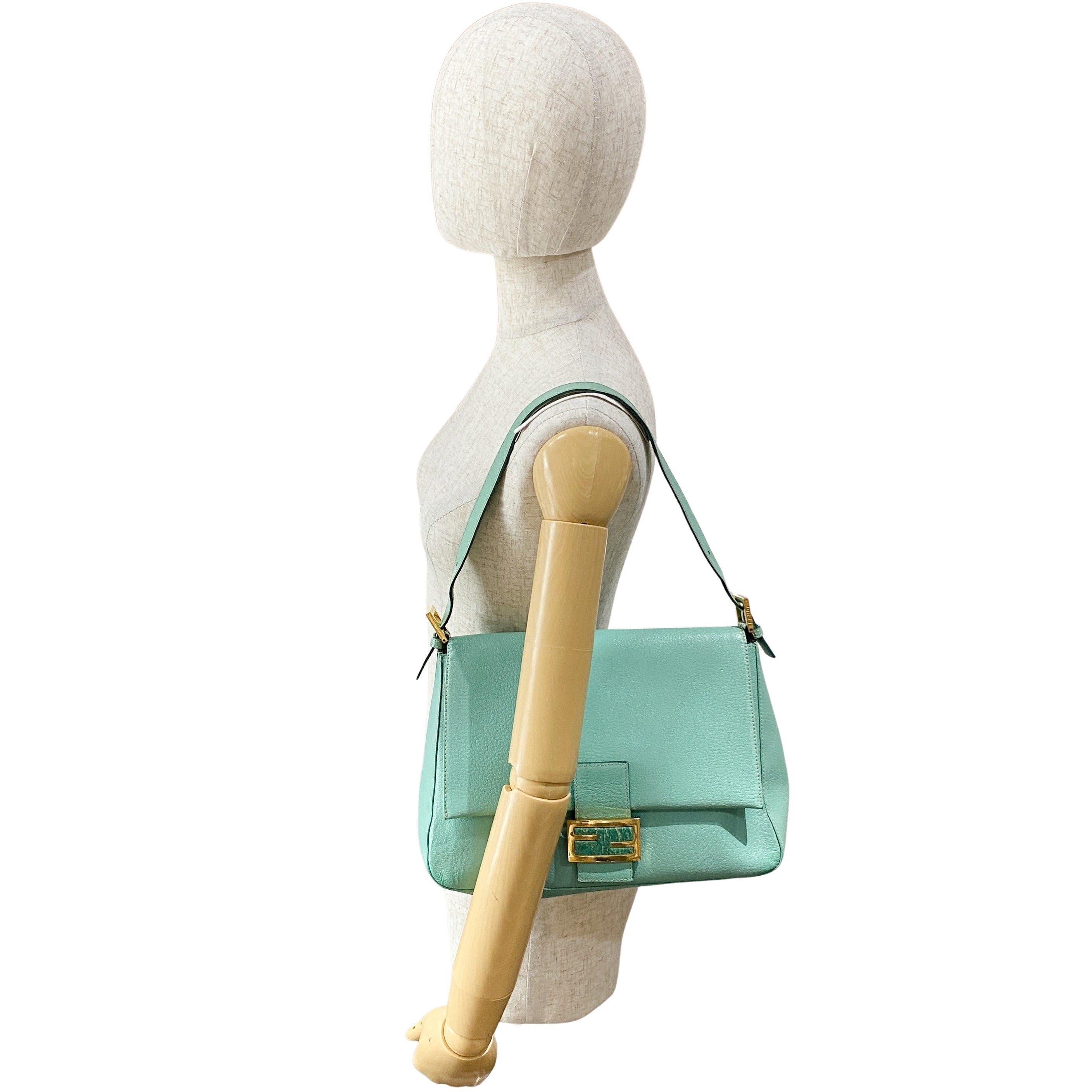 Mamma Baguette Mint Green Leather Shoulder Bag
