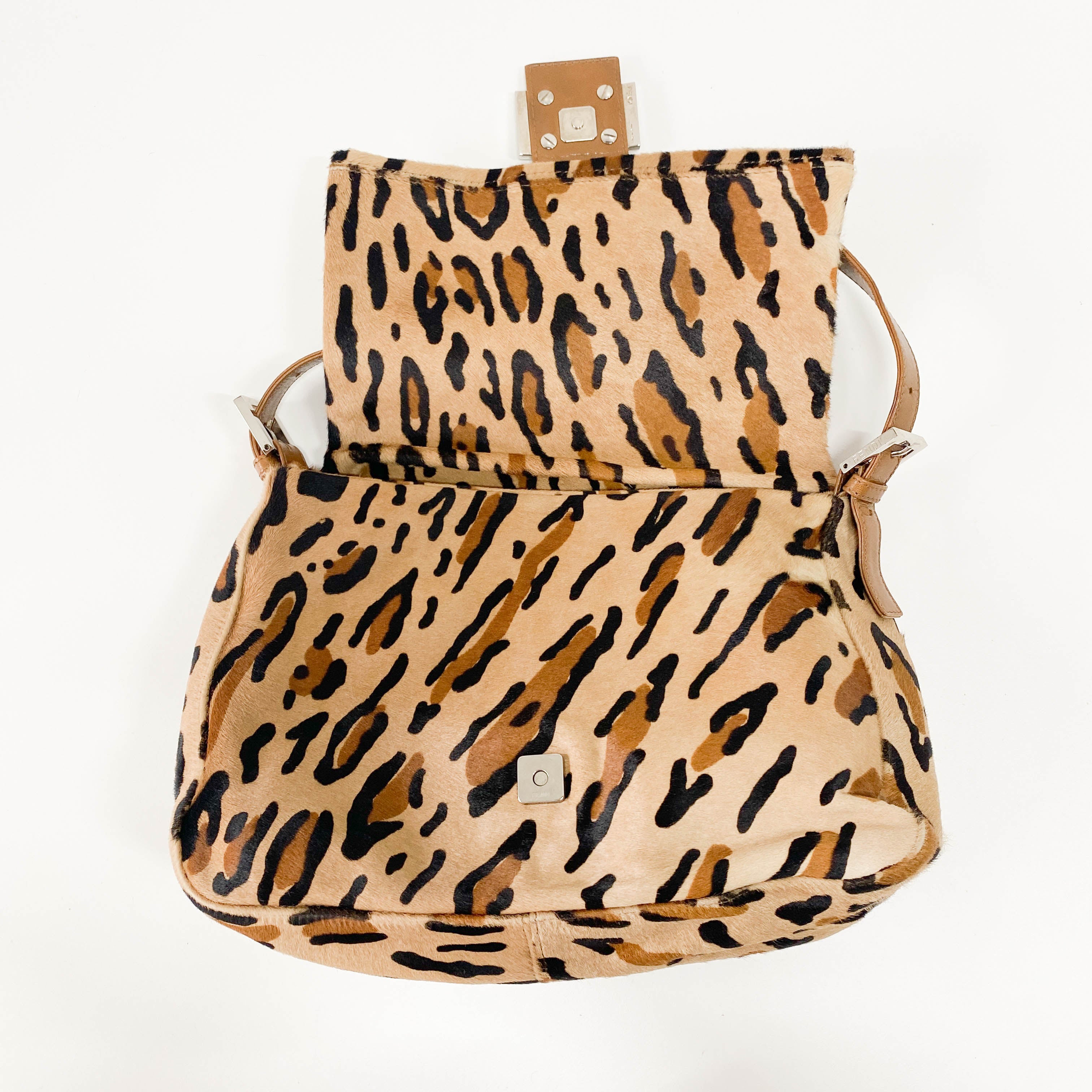 Mamma Baguette Yellow Leopard Print Pony Hair Shoulder Bag