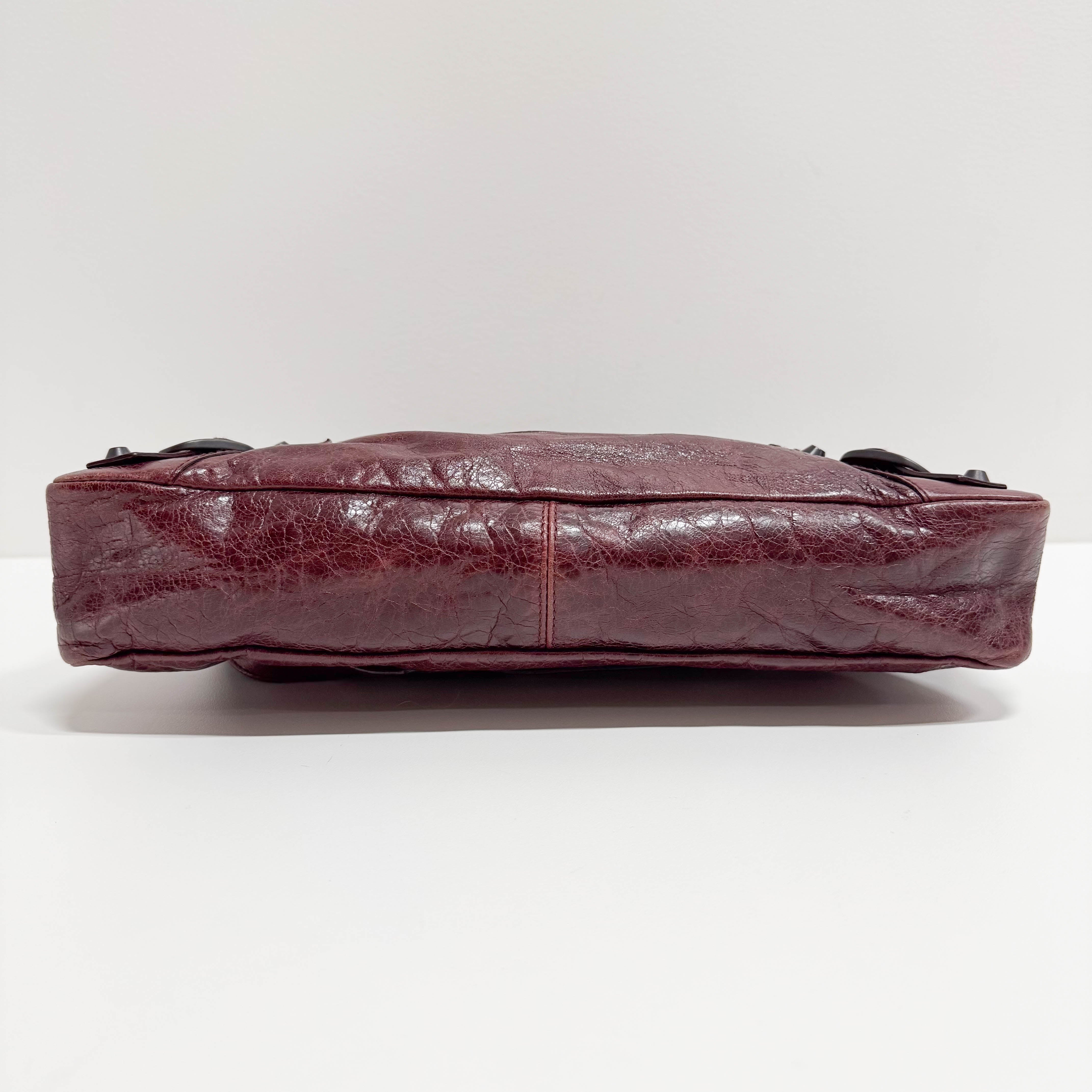 The First Burgundy Calfskin Leather Two Way Bag