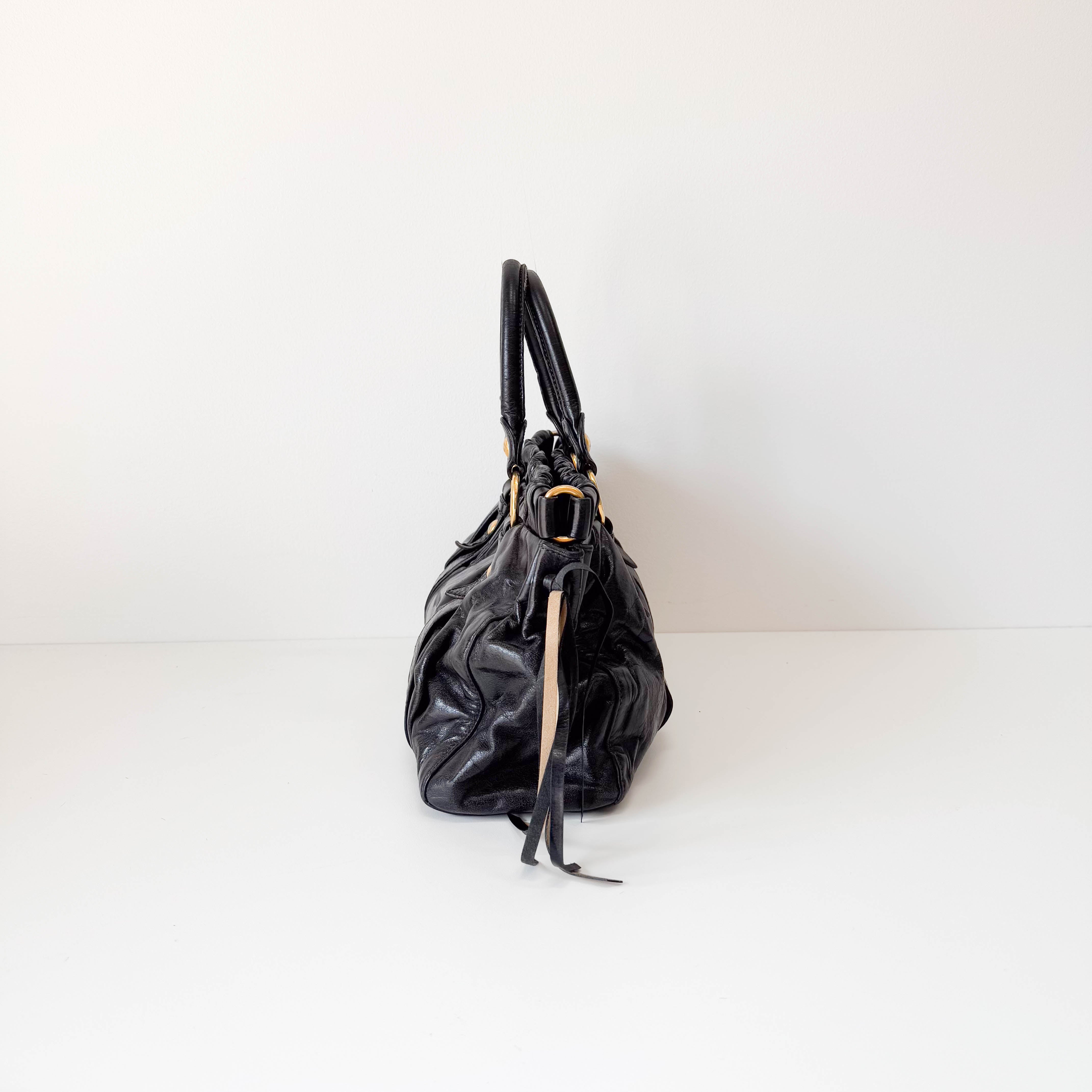 Vitello Black Leather Bag