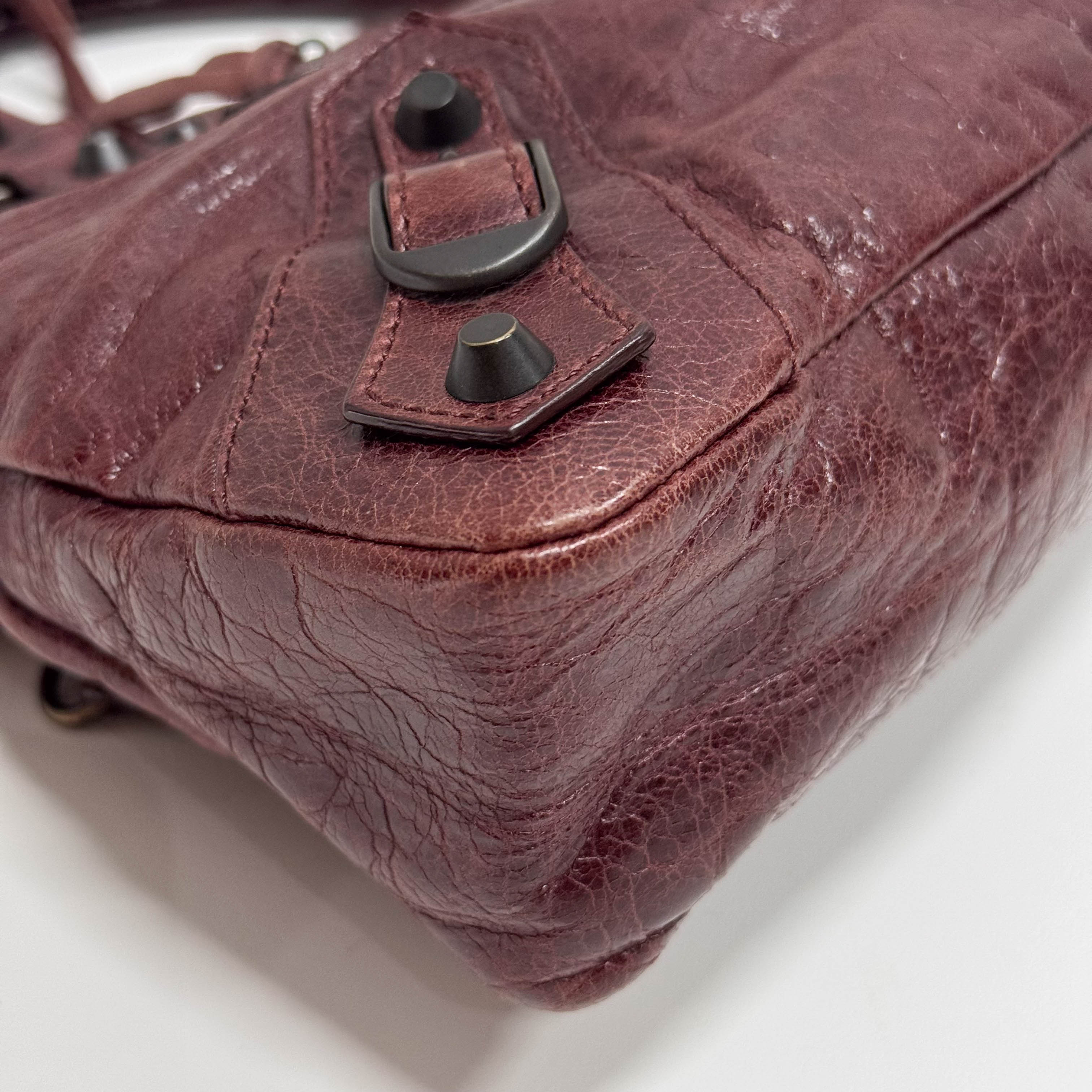 The First Burgundy Calfskin Leather Two Way Bag