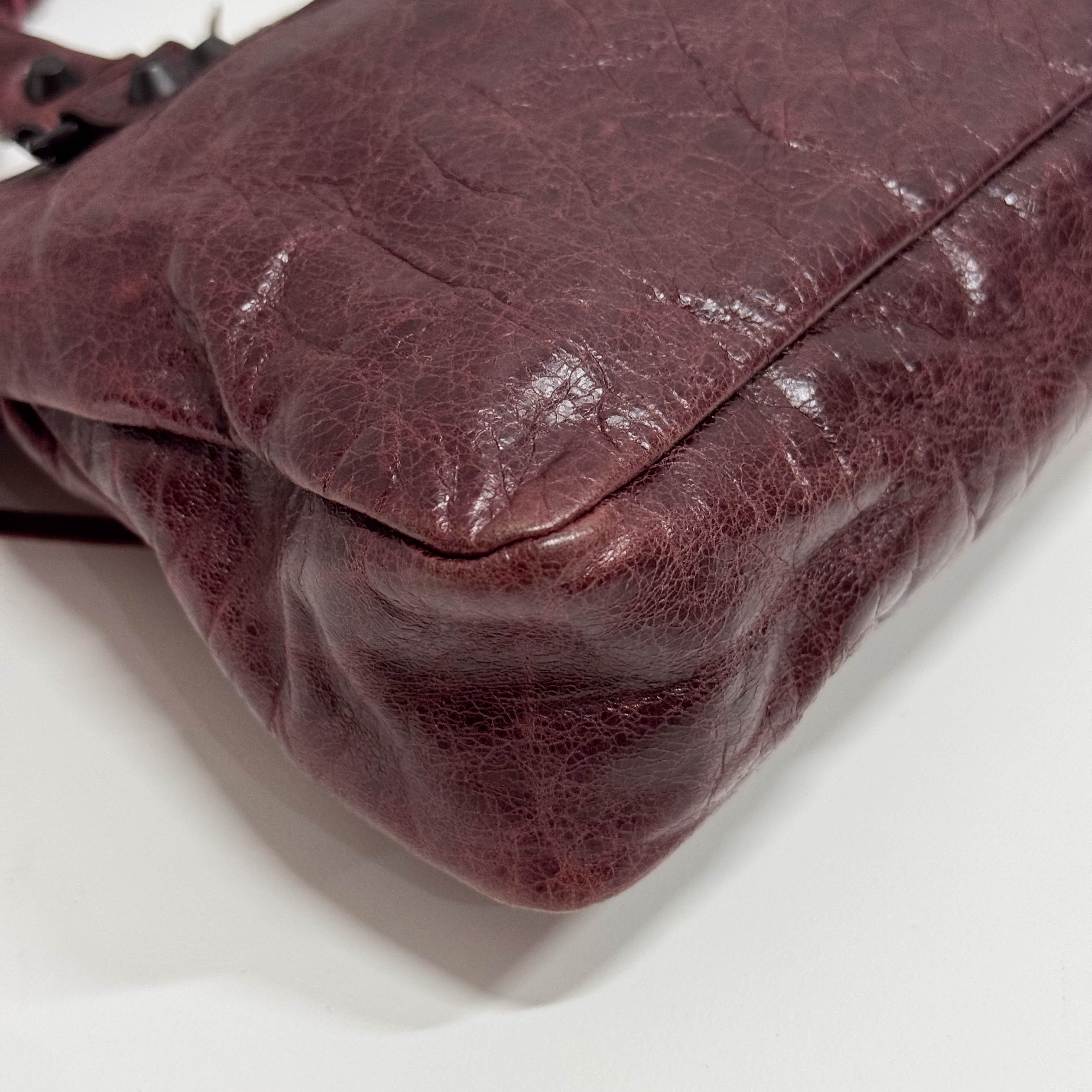 The First Burgundy Calfskin Leather Two Way Bag