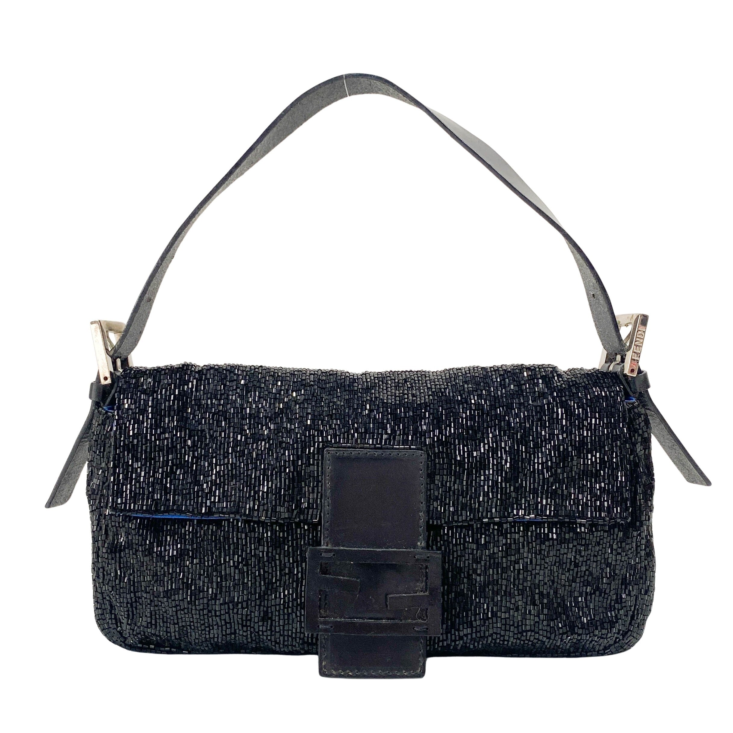 Baguette Black Beads Shoulder Bag