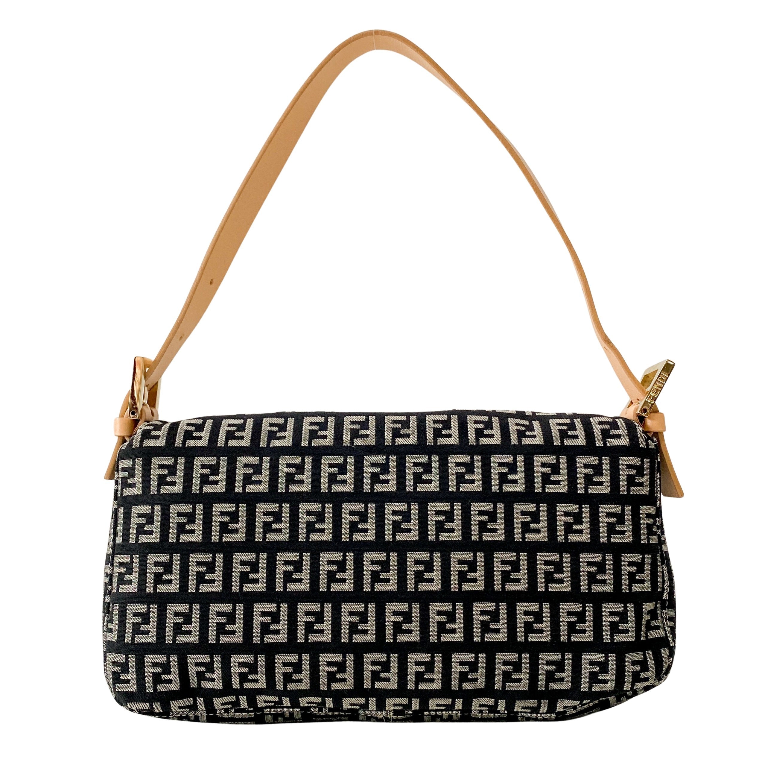 Zucchino Baguette Black Canvas Shoulder Bag