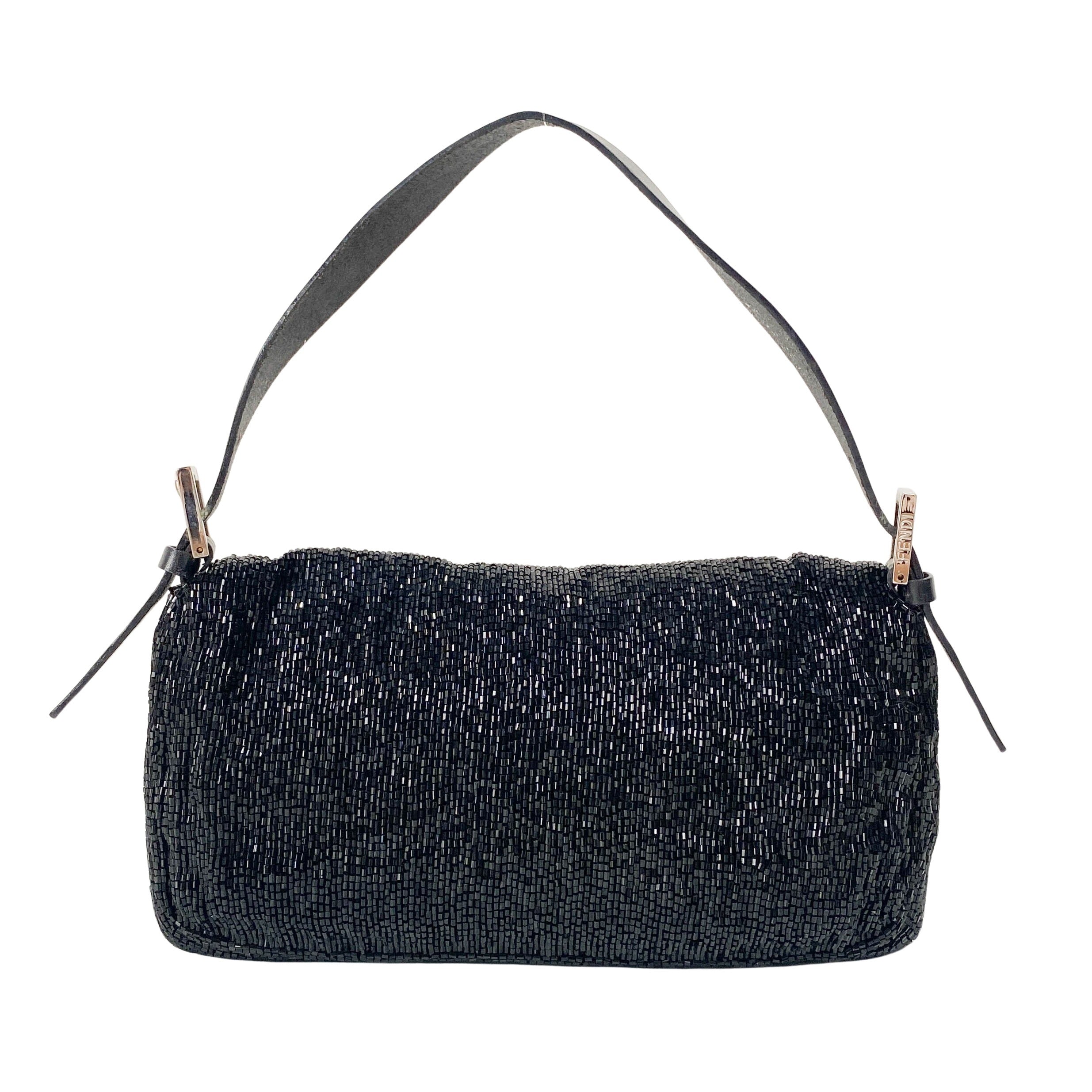 Baguette Black Beads Shoulder Bag