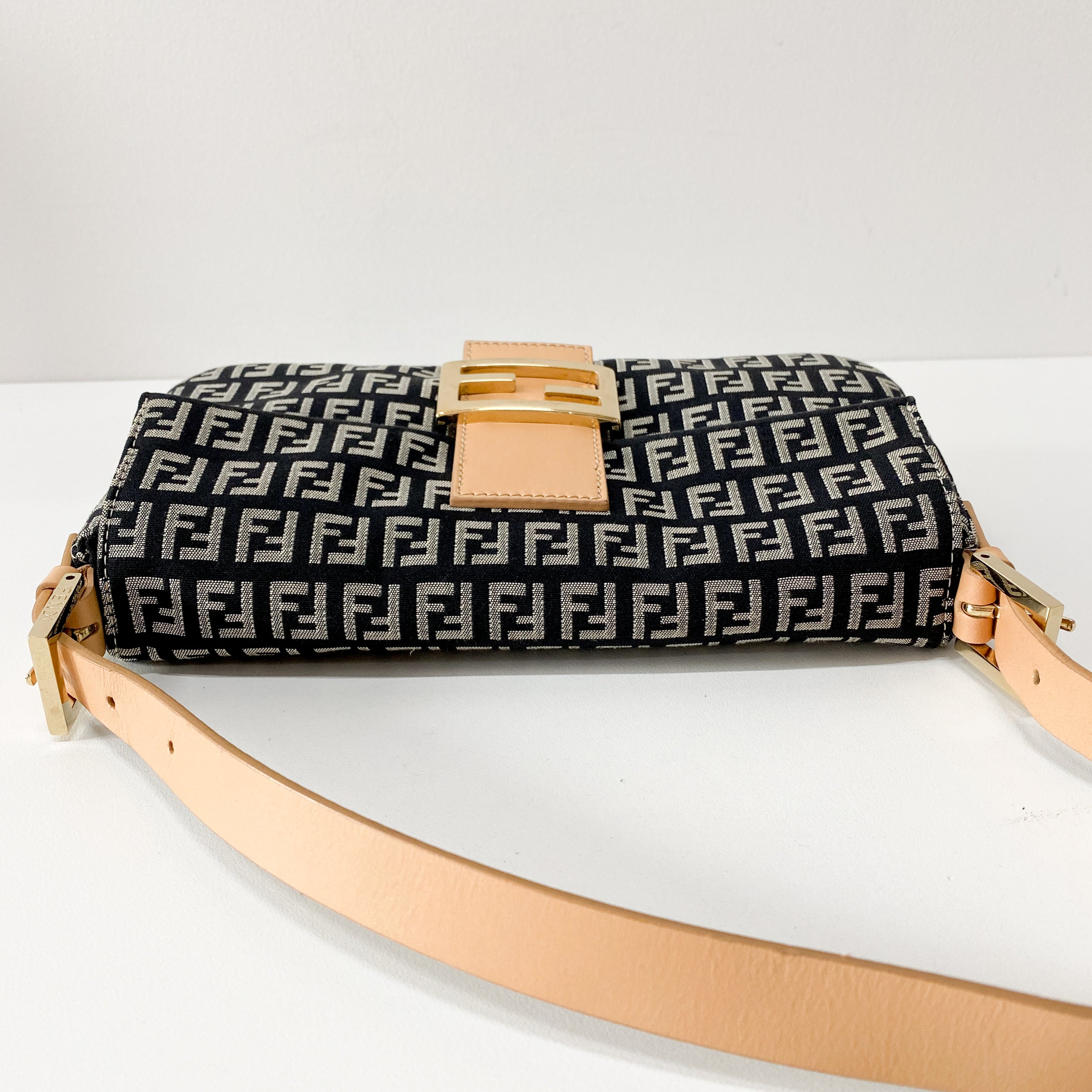 Zucchino Baguette Black Canvas Shoulder Bag