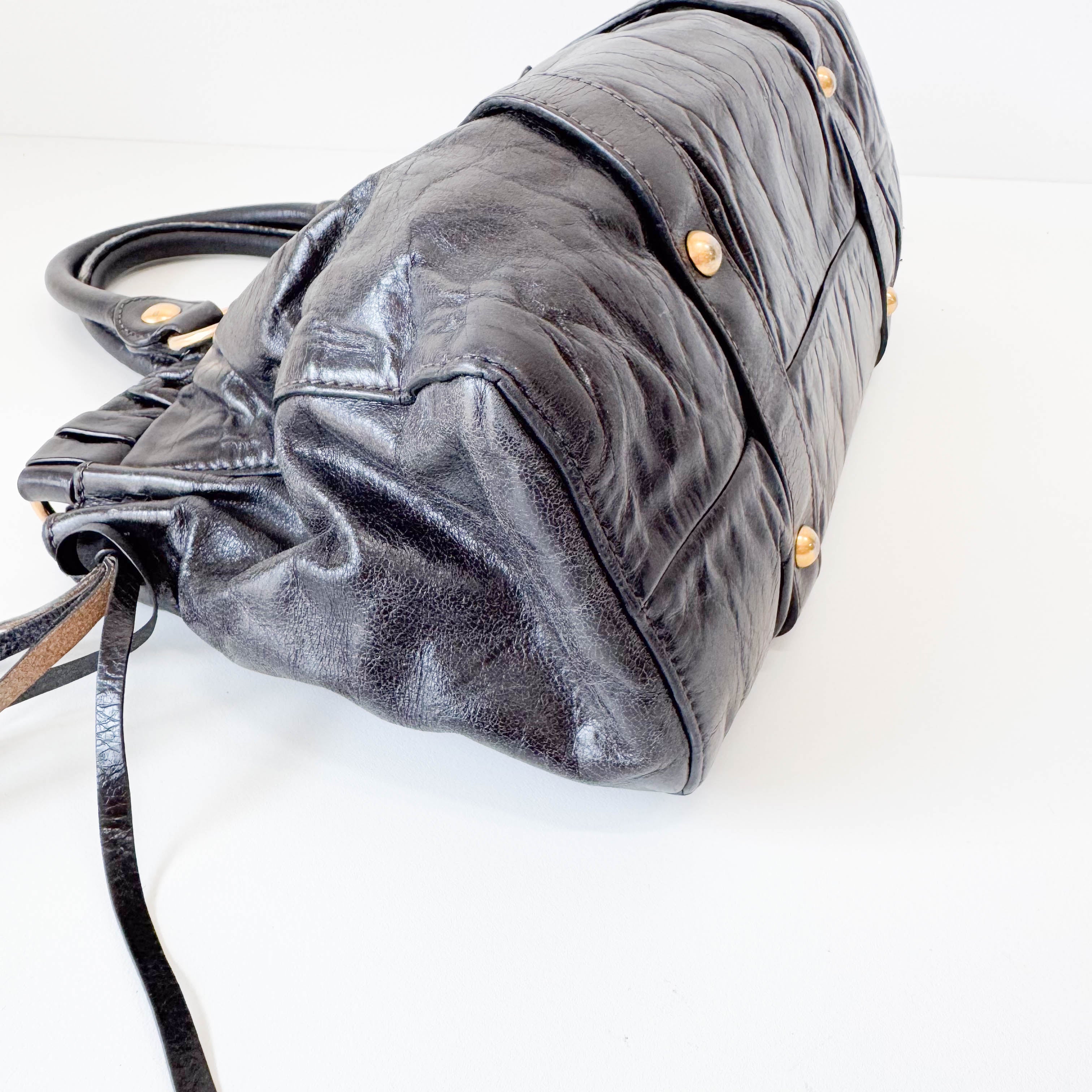 Vitello Black Leather Bag