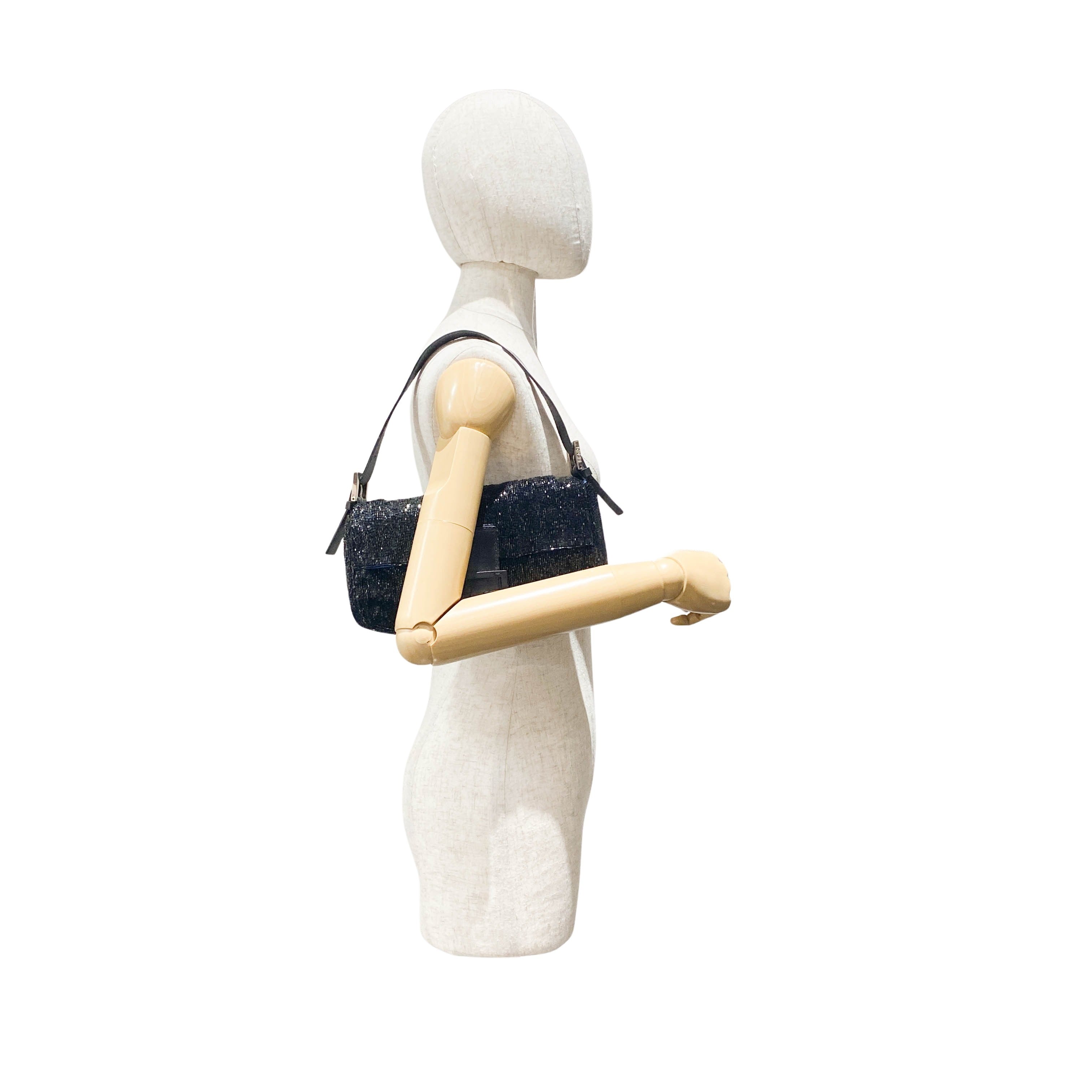 Baguette Black Beads Shoulder Bag