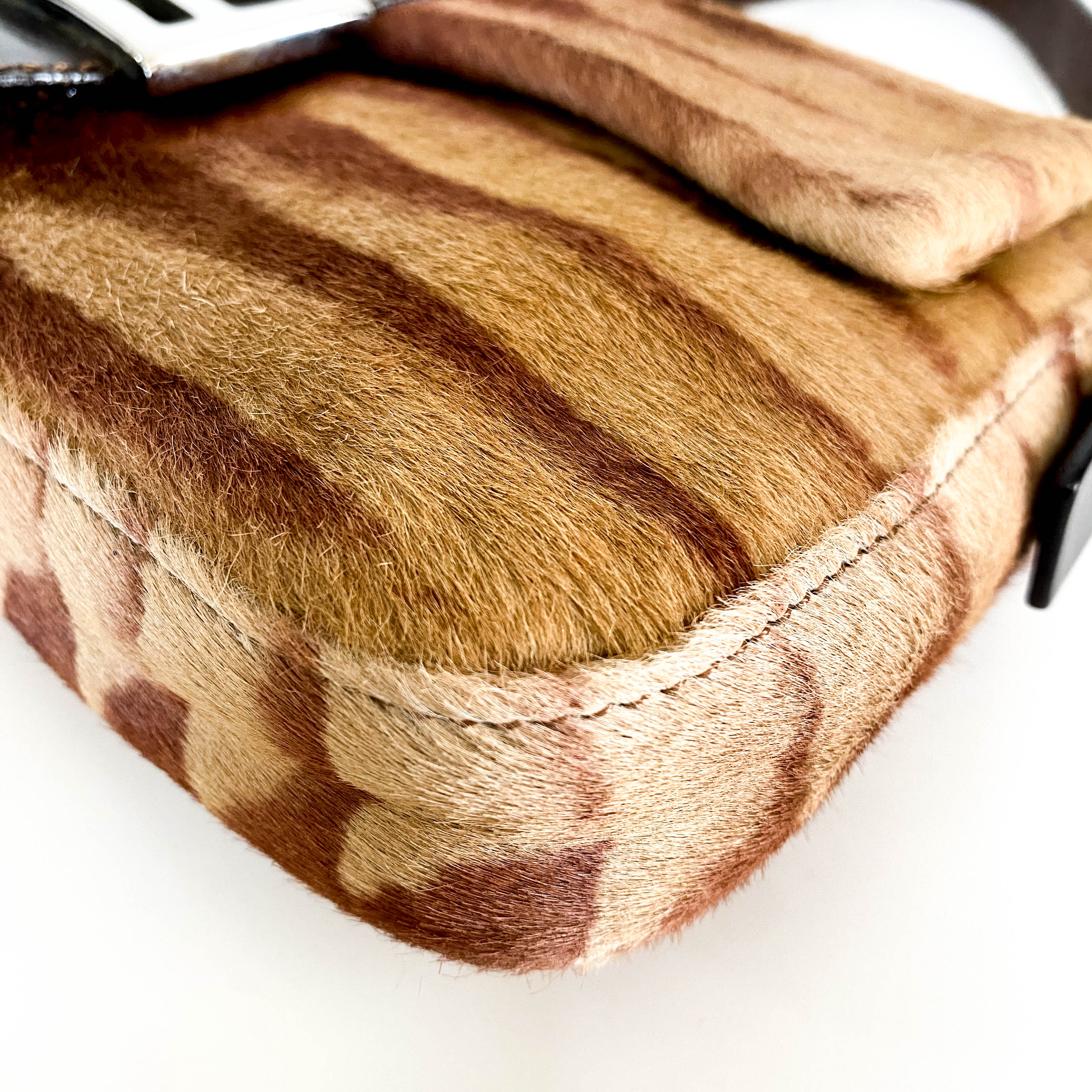 Baguette Pony Hair Brown Shoulder Bag