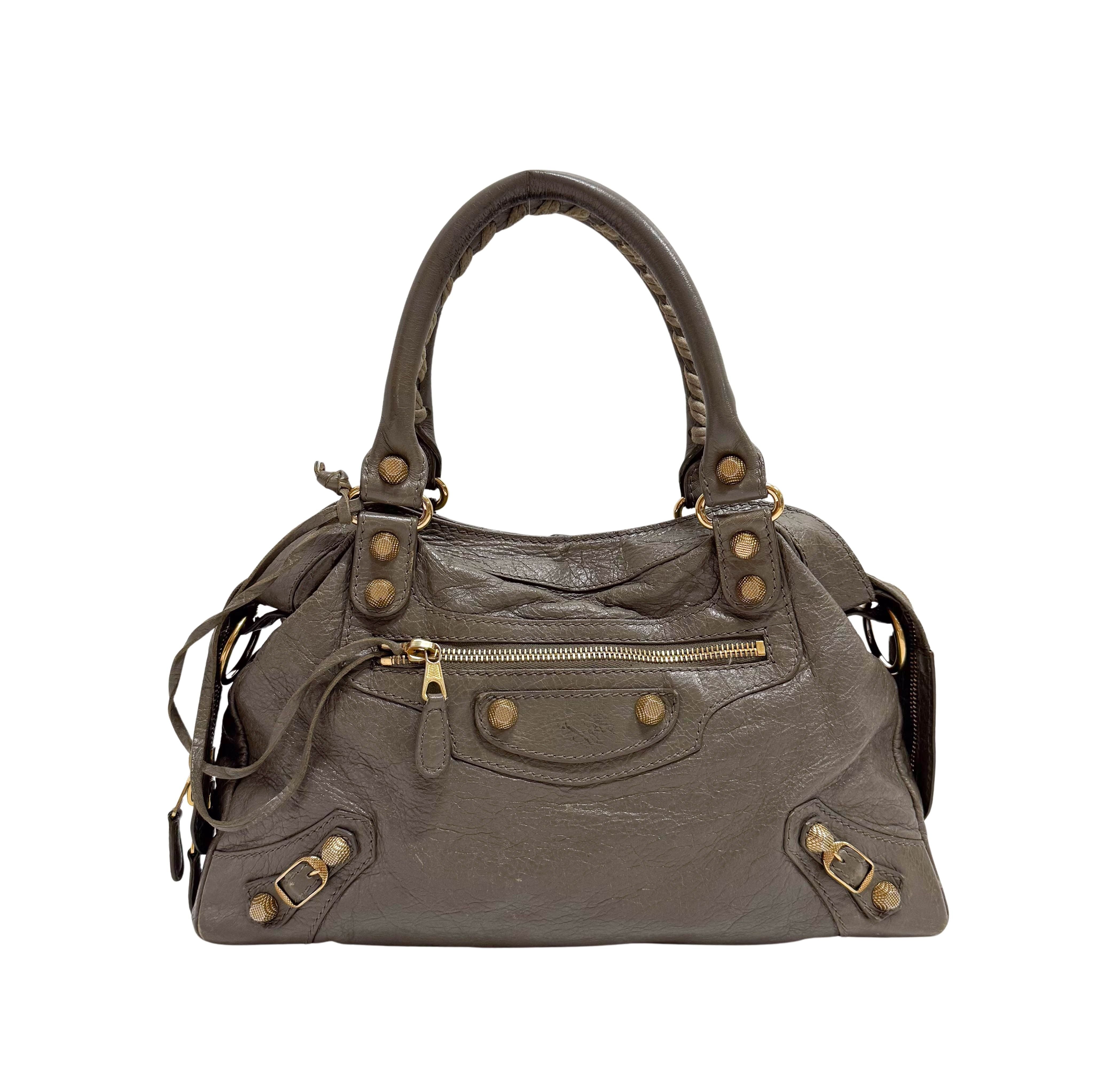 The First Grey Calfskin Leather Two Way Bag