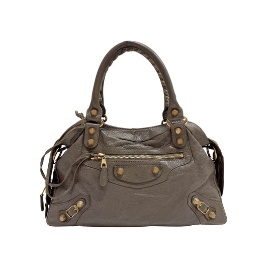 The First Grey Calfskin Leather Two Way Bag