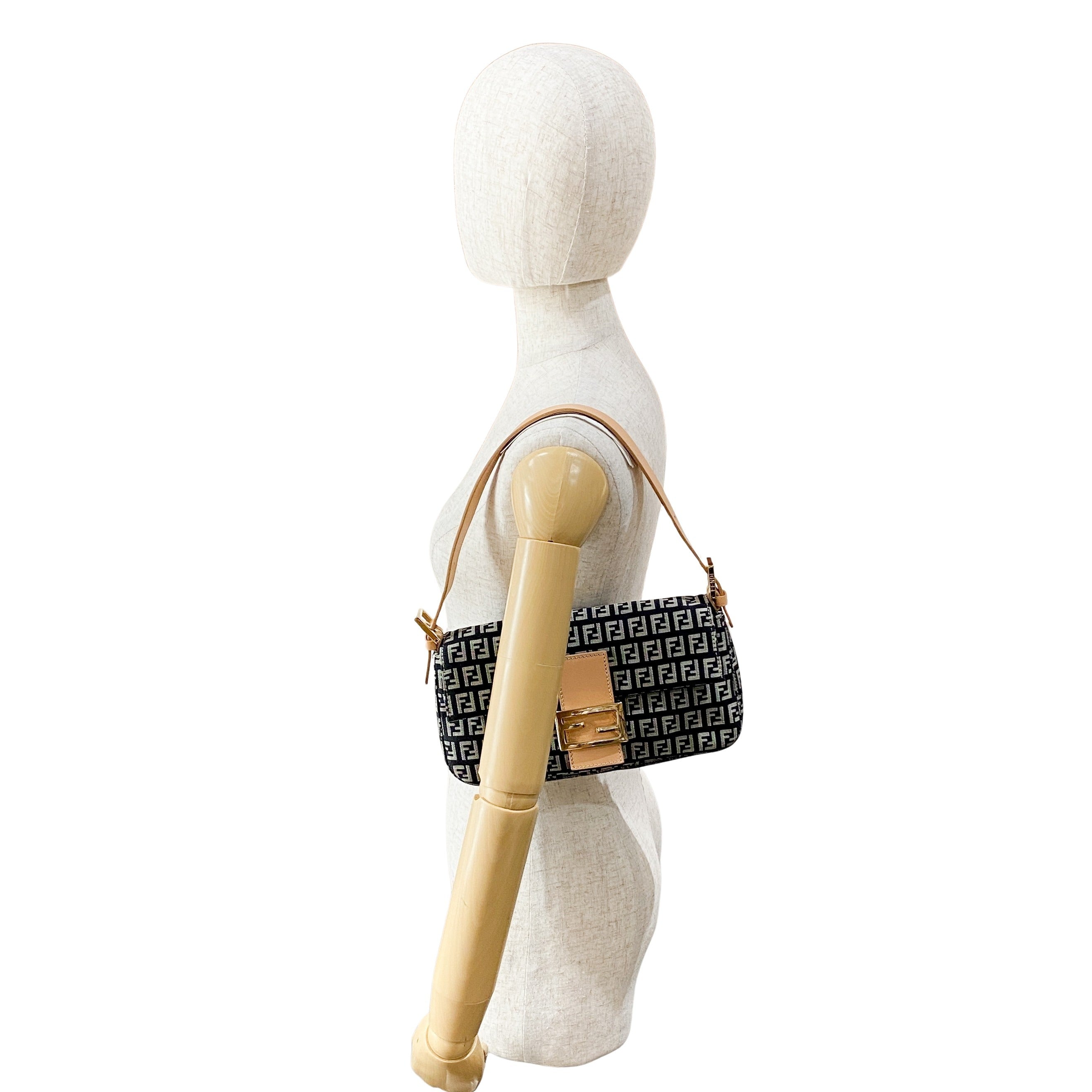 Zucchino Baguette Black Canvas Shoulder Bag