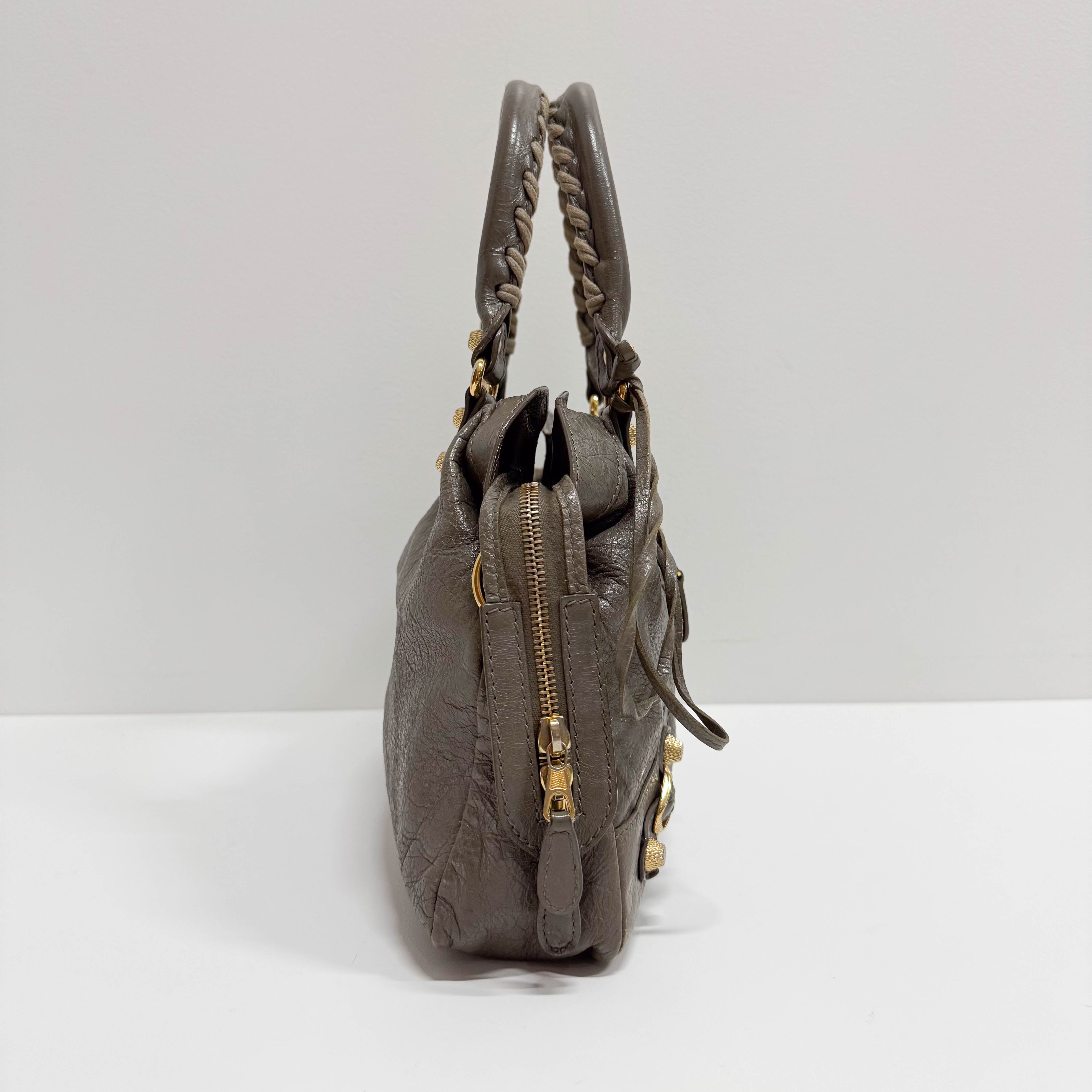 The First Grey Calfskin Leather Two Way Bag