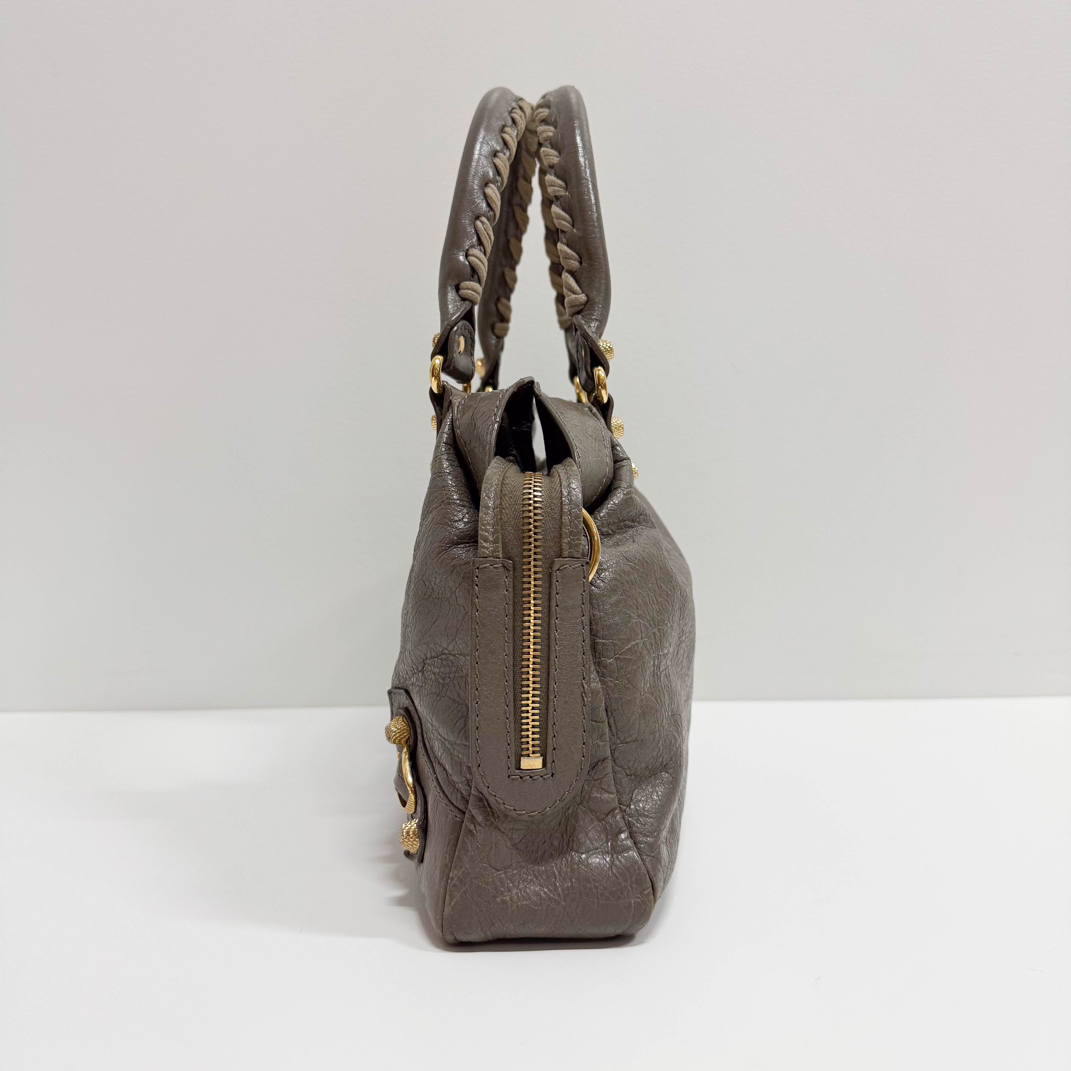 The First Grey Calfskin Leather Two Way Bag