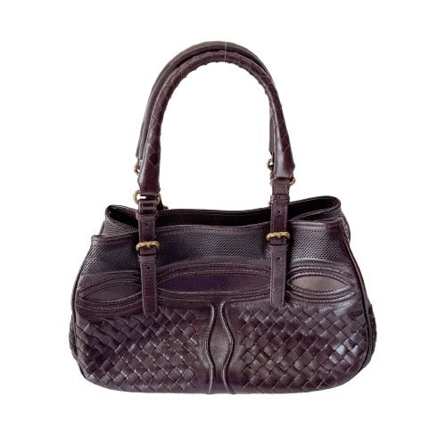 Intrecciato Brown Leather Handlebag