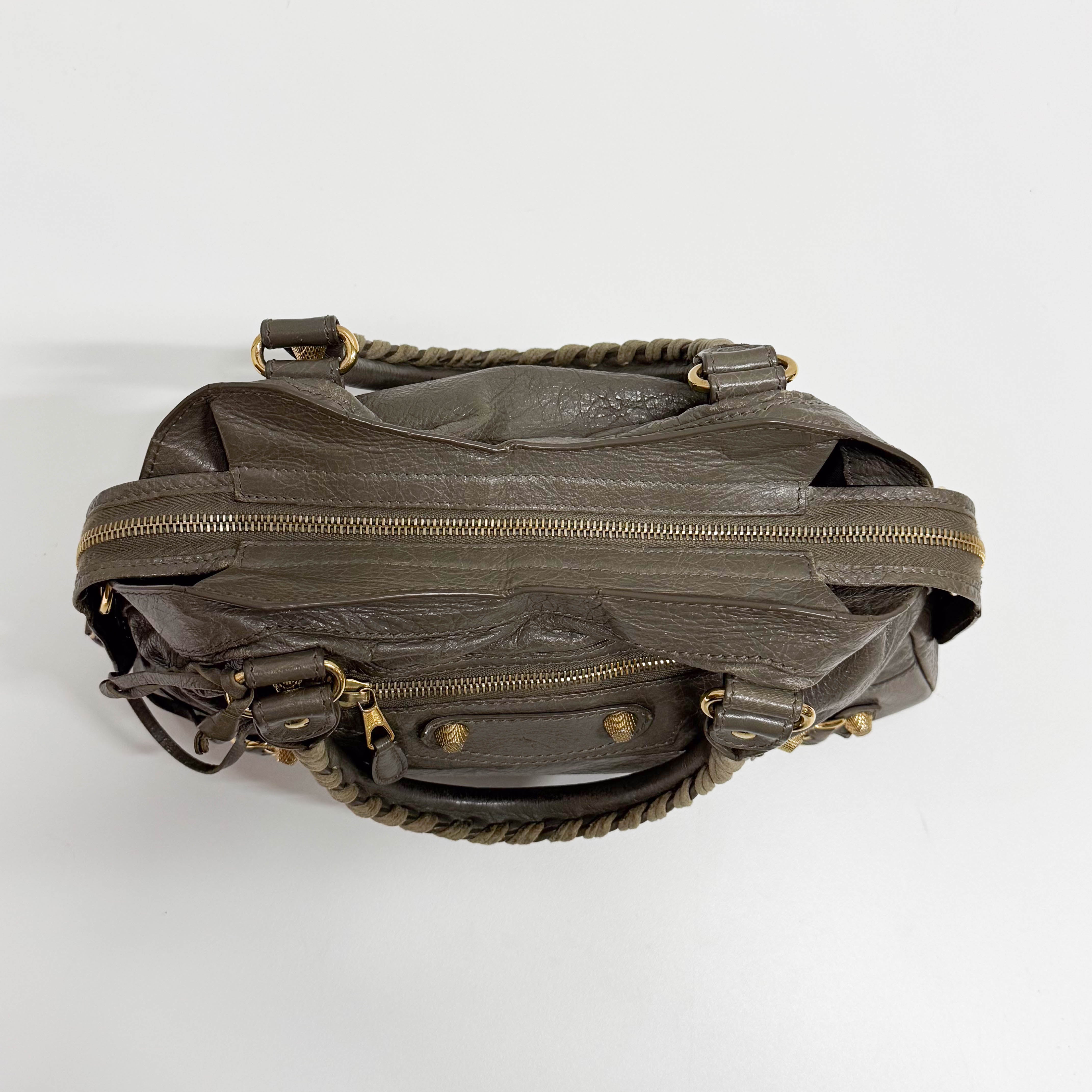 The First Grey Calfskin Leather Two Way Bag