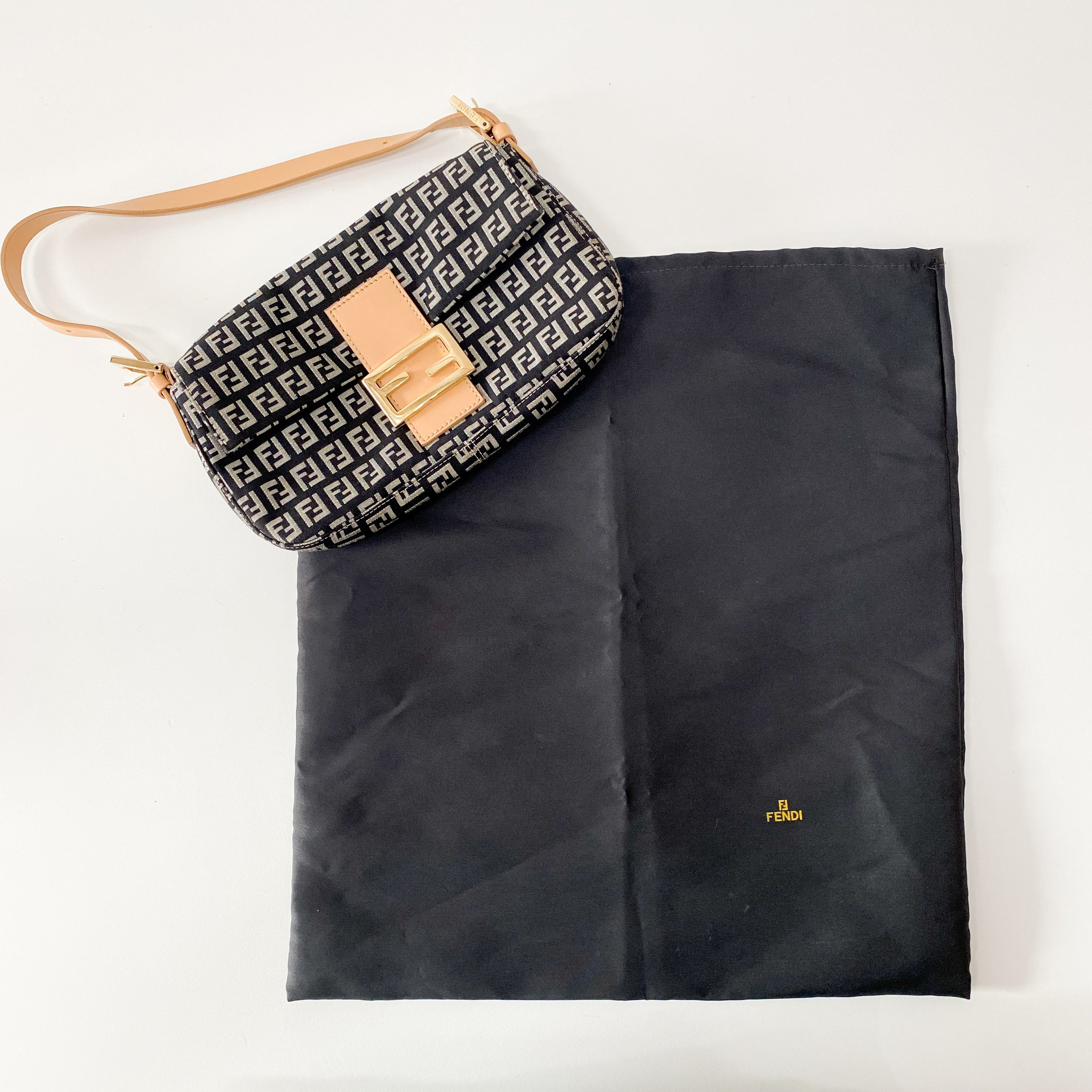 Zucchino Baguette Black Canvas Shoulder Bag