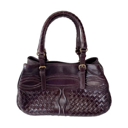 Intrecciato Brown Leather Handlebag