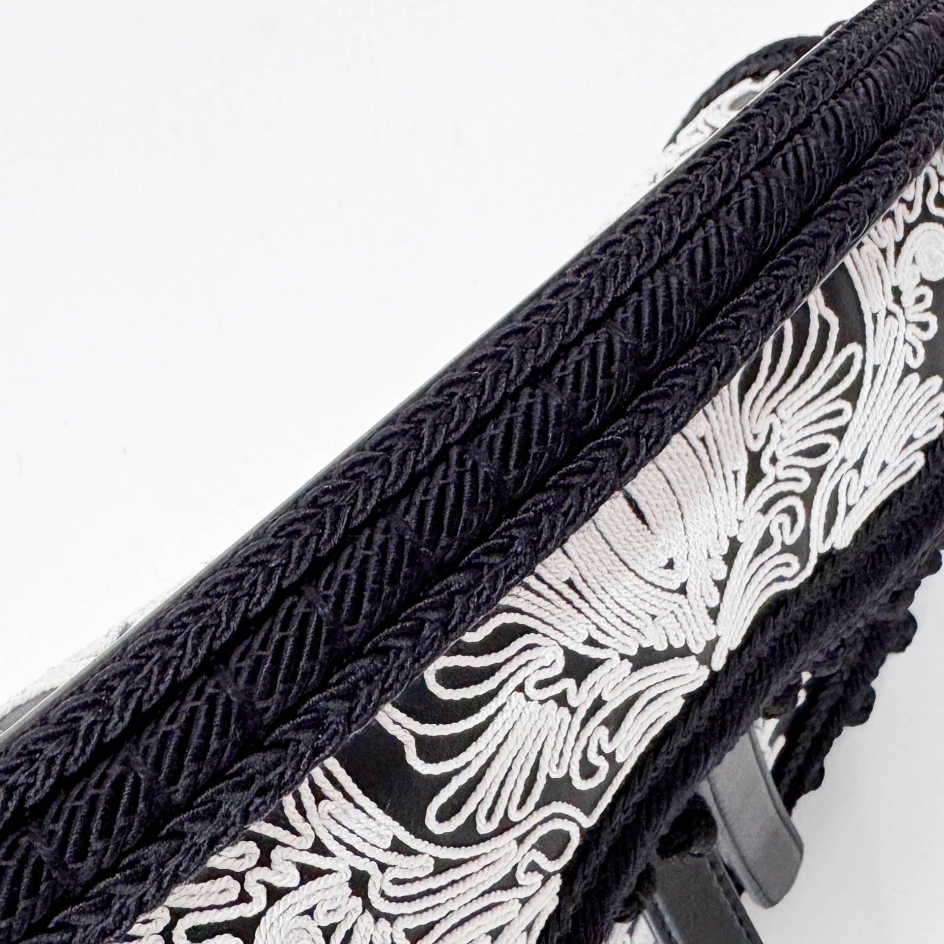 Rare Black Leather Embroidered Shoulder Bag