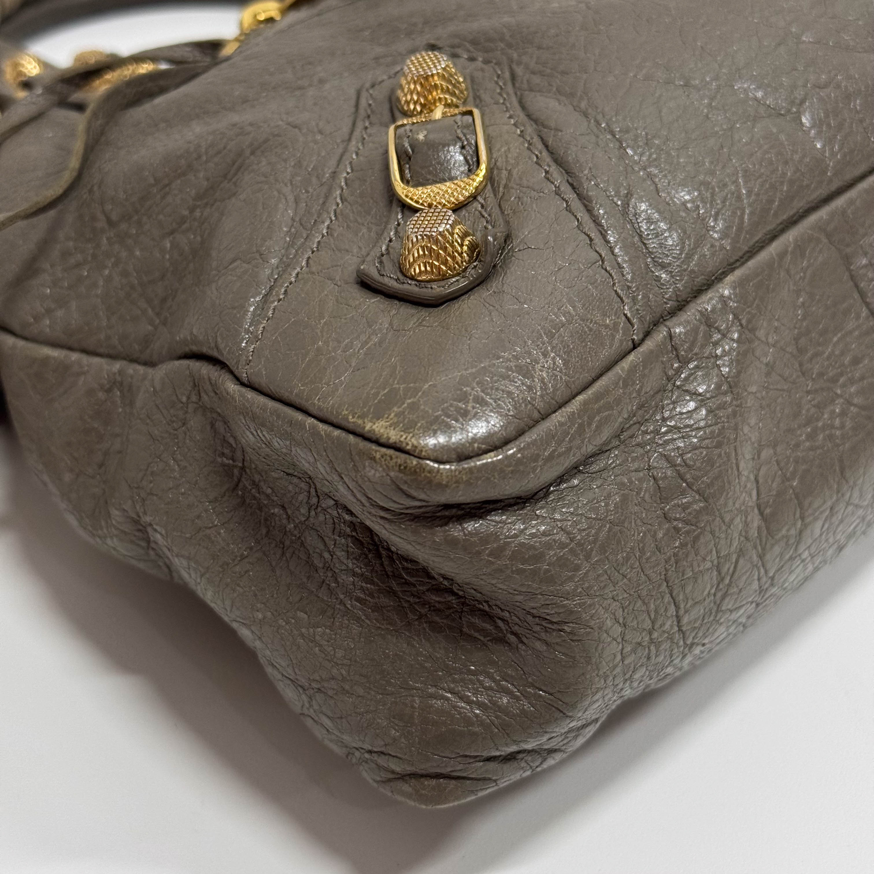 The First Grey Calfskin Leather Two Way Bag