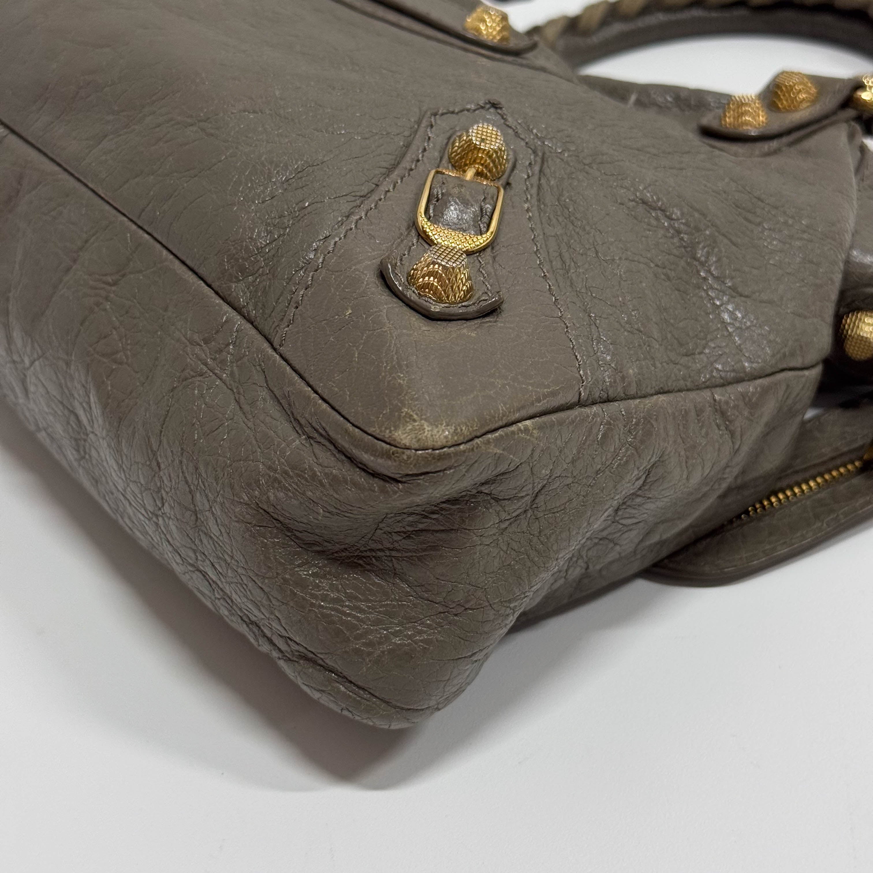 The First Grey Calfskin Leather Two Way Bag