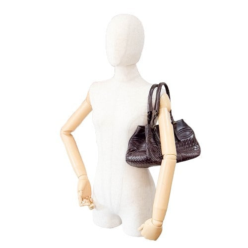 Intrecciato Brown Leather Handlebag