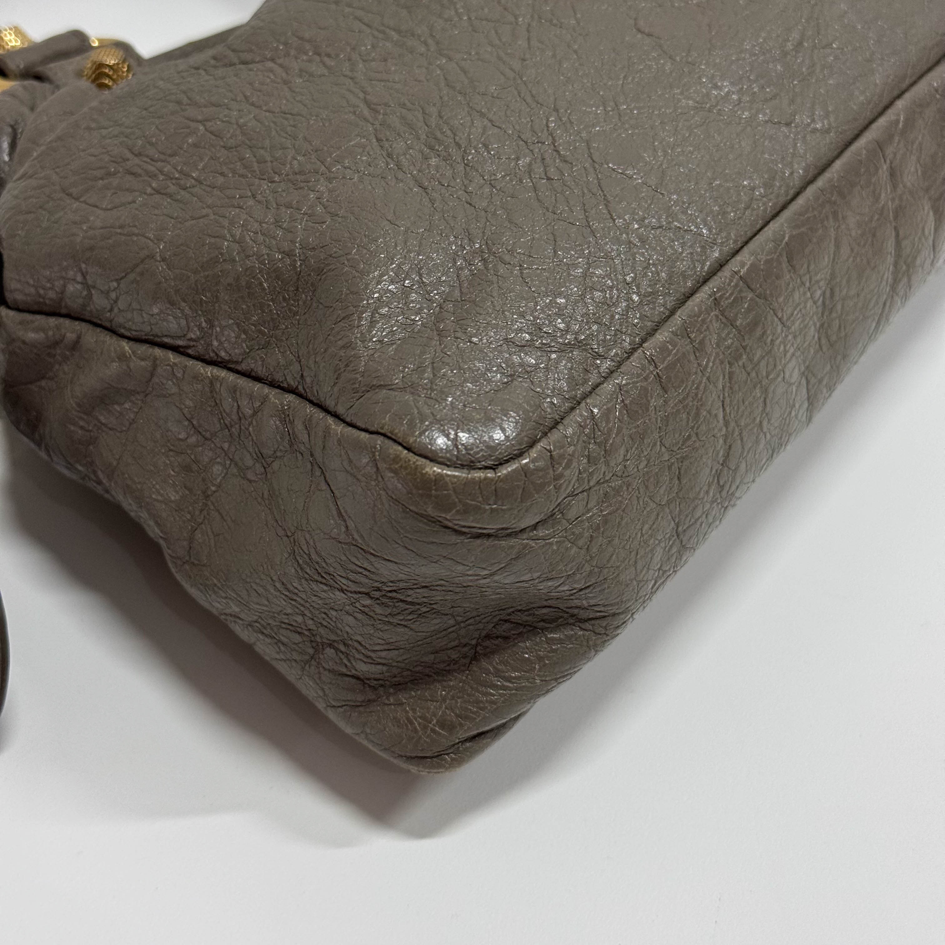 The First Grey Calfskin Leather Two Way Bag