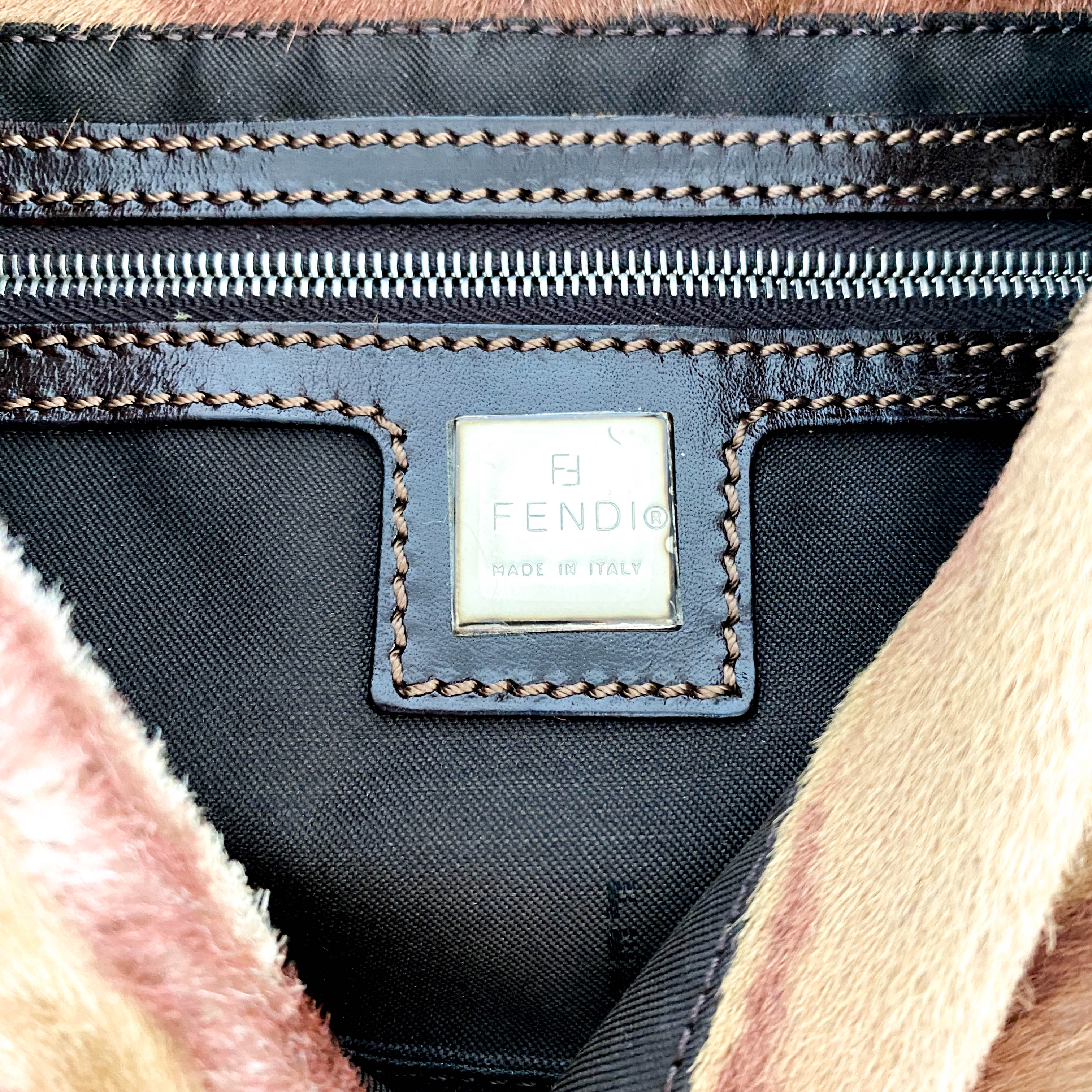 Baguette Pony Hair Brown Shoulder Bag