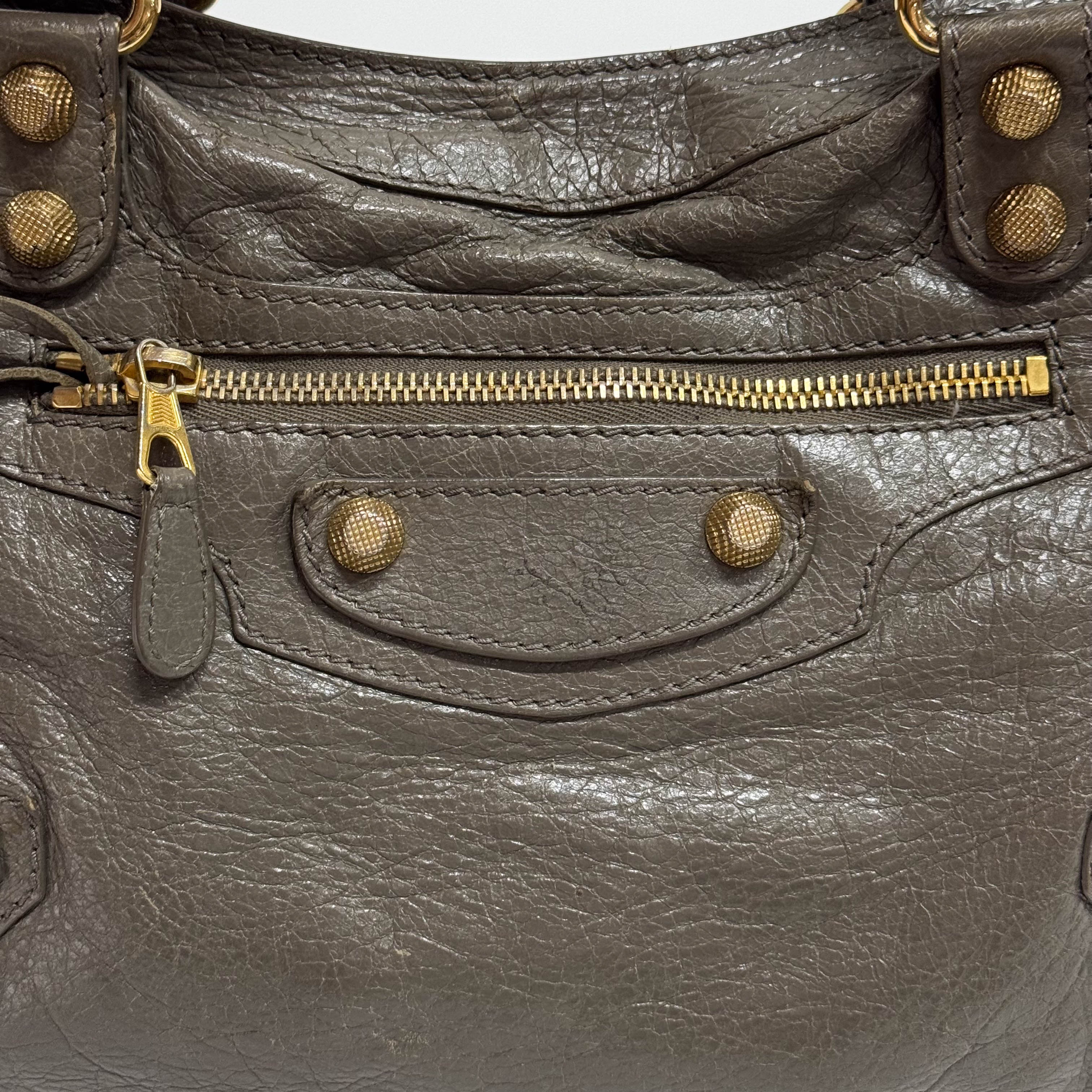 The First Grey Calfskin Leather Two Way Bag