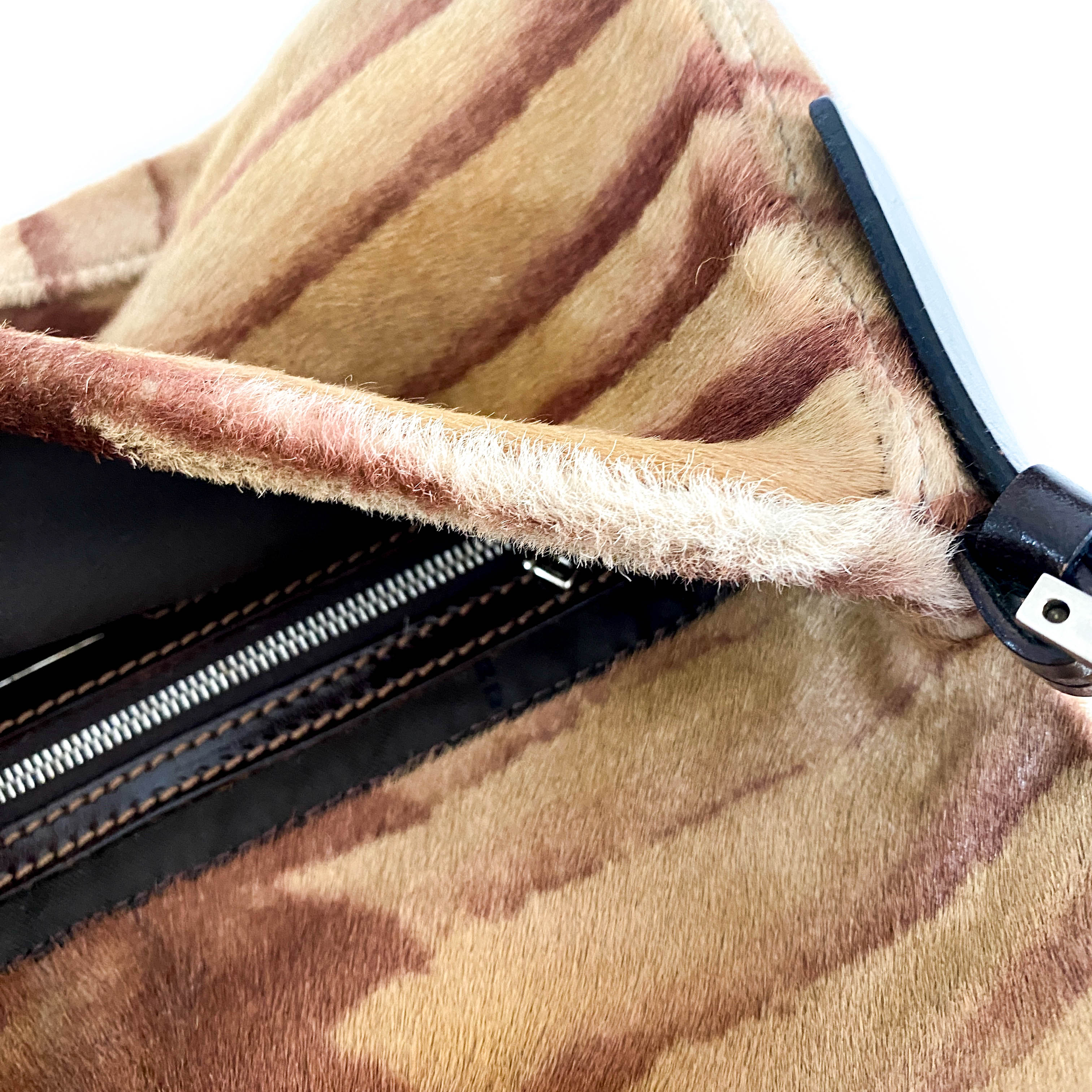 Baguette Pony Hair Brown Shoulder Bag